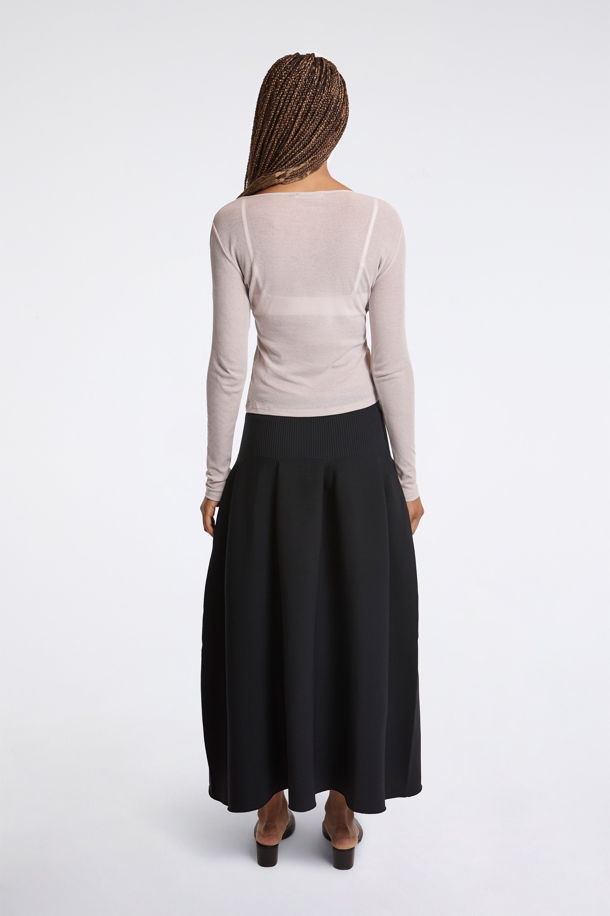 Ribbed Round T-Shirt Beige