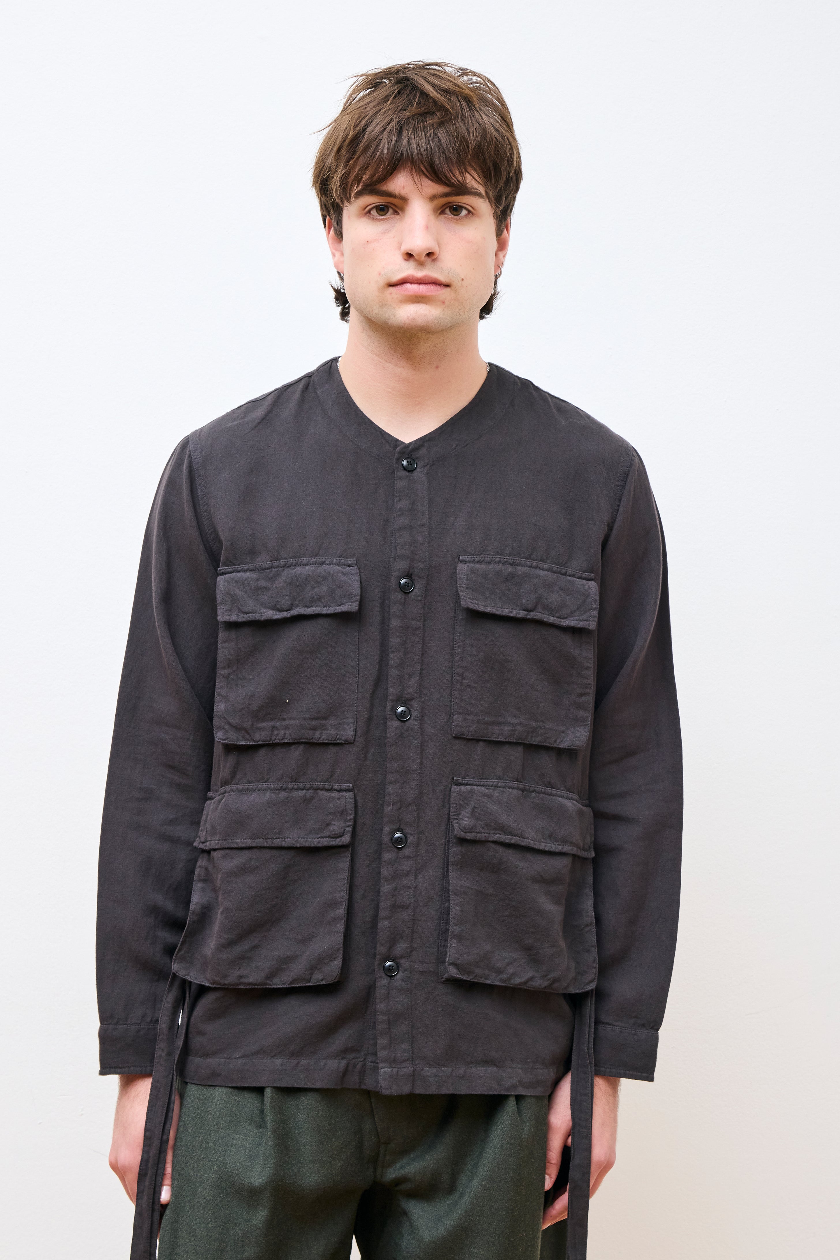 Hemp BDU Cargo Overshirt Black