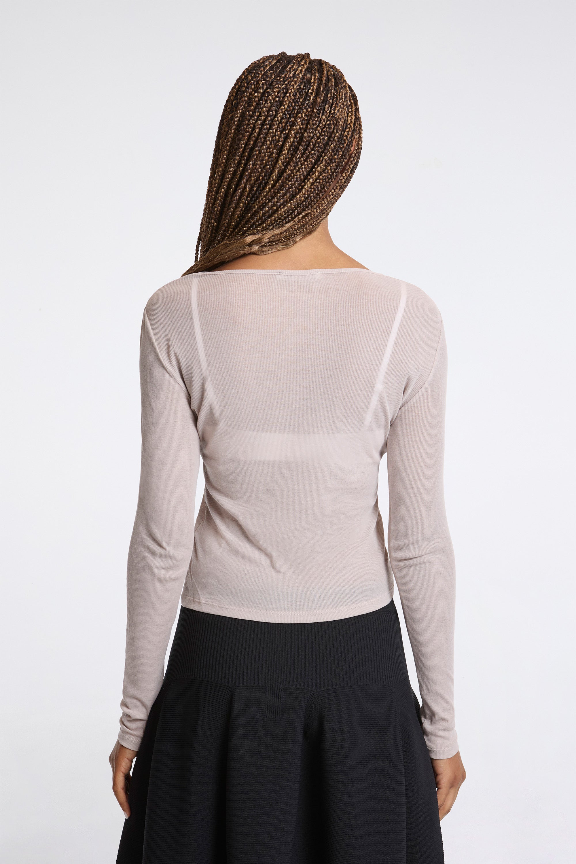 Ribbed Round T-Shirt Beige