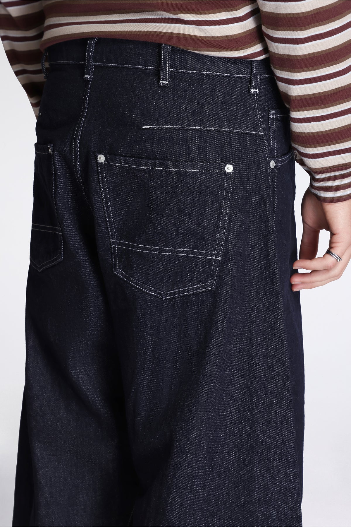 Barrel Denim Jeans Navy/White