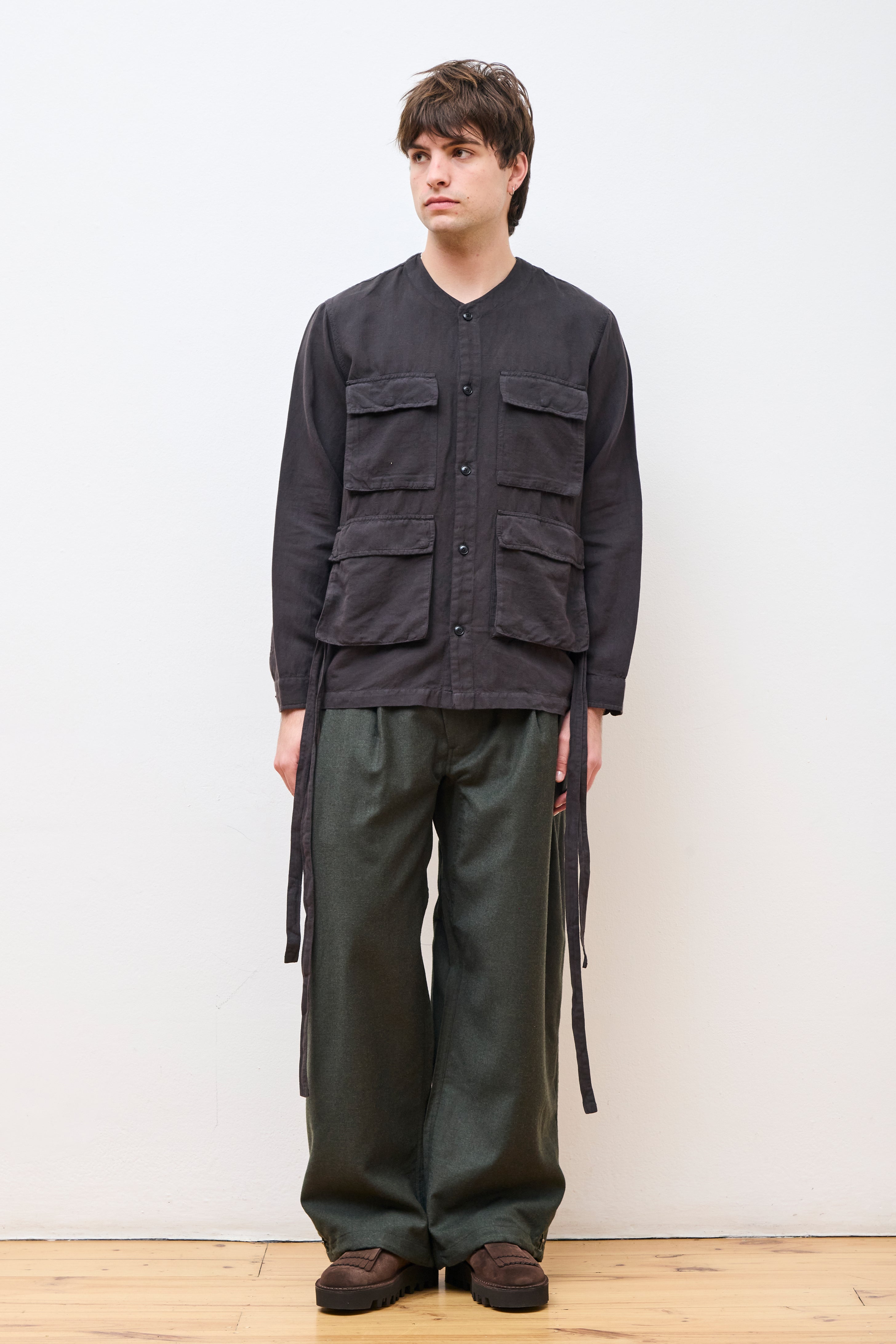 Hemp BDU Cargo Overshirt Black