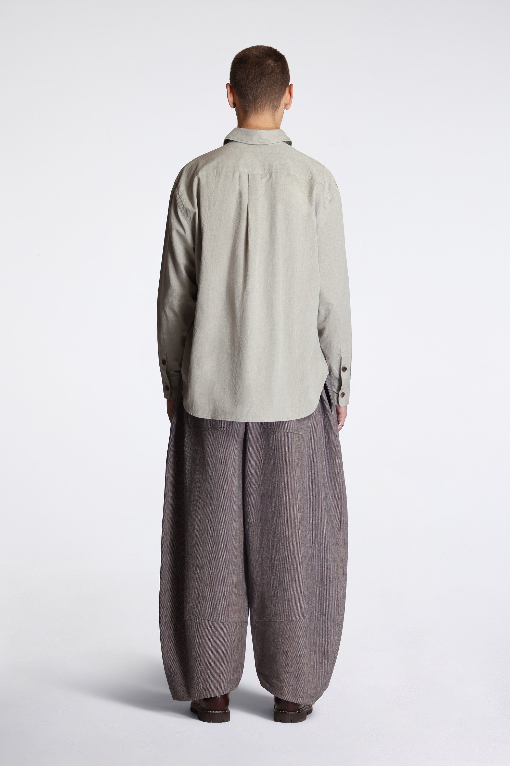 Easy Shirt Warm Gray Washed Cotton Shirting
