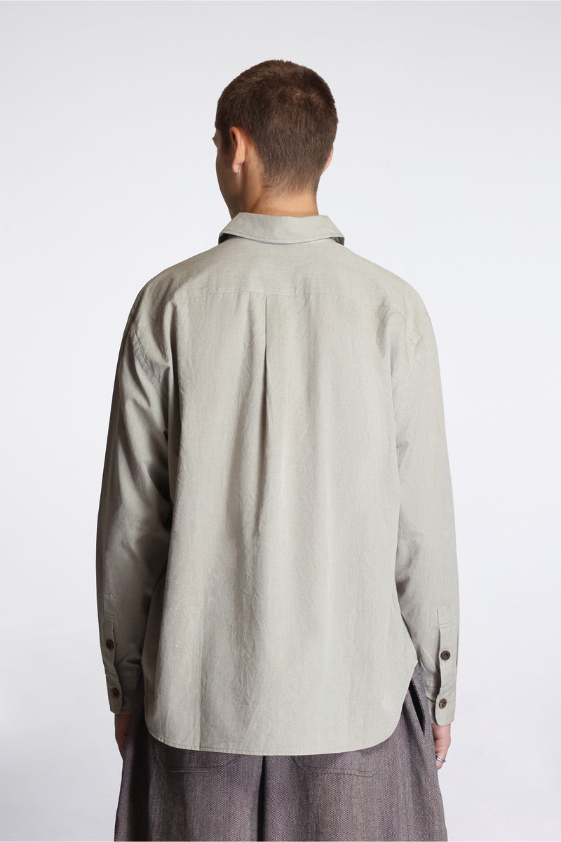 Easy Shirt Warm Gray Washed Cotton Shirting
