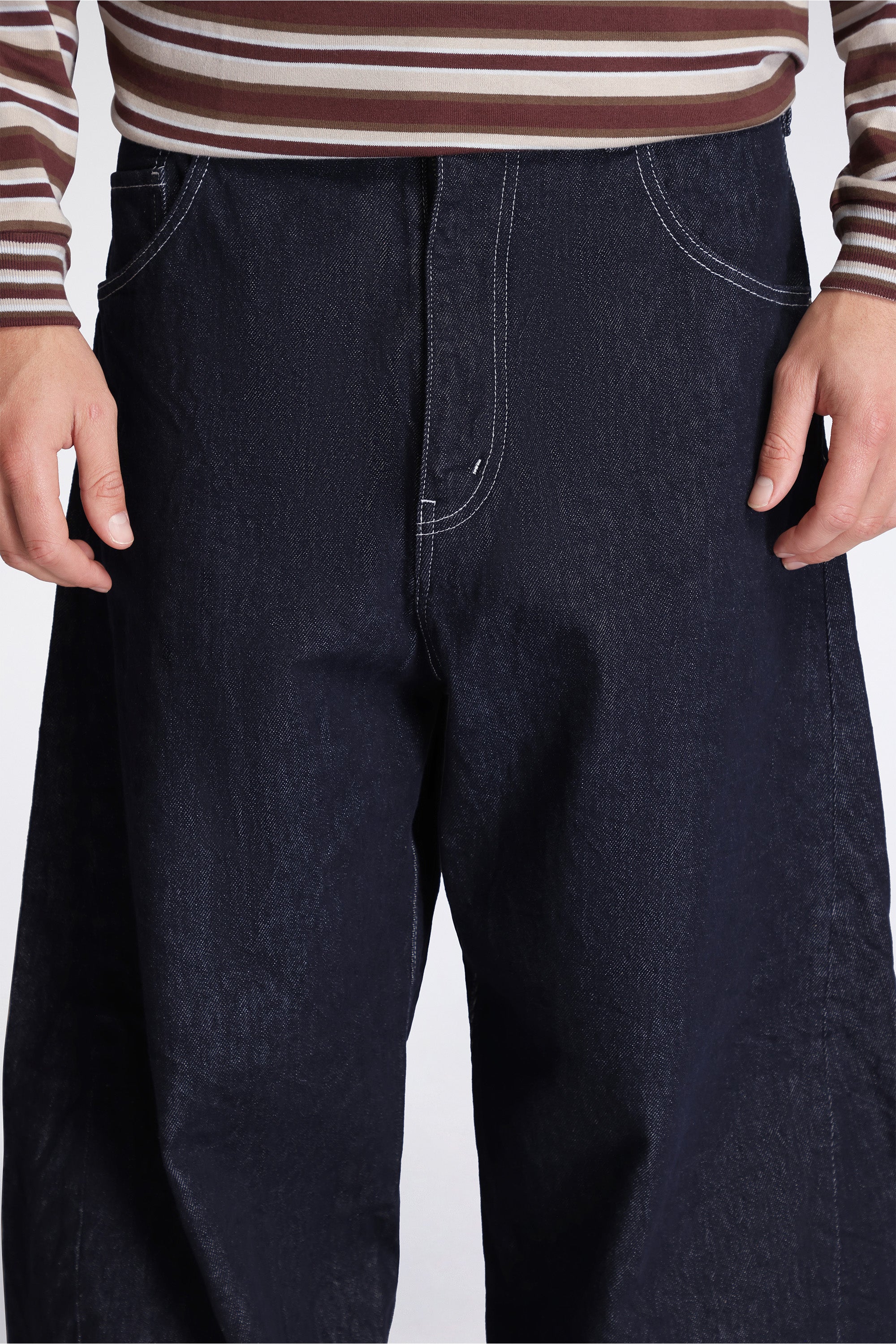 Barrel Denim Jeans Navy/White