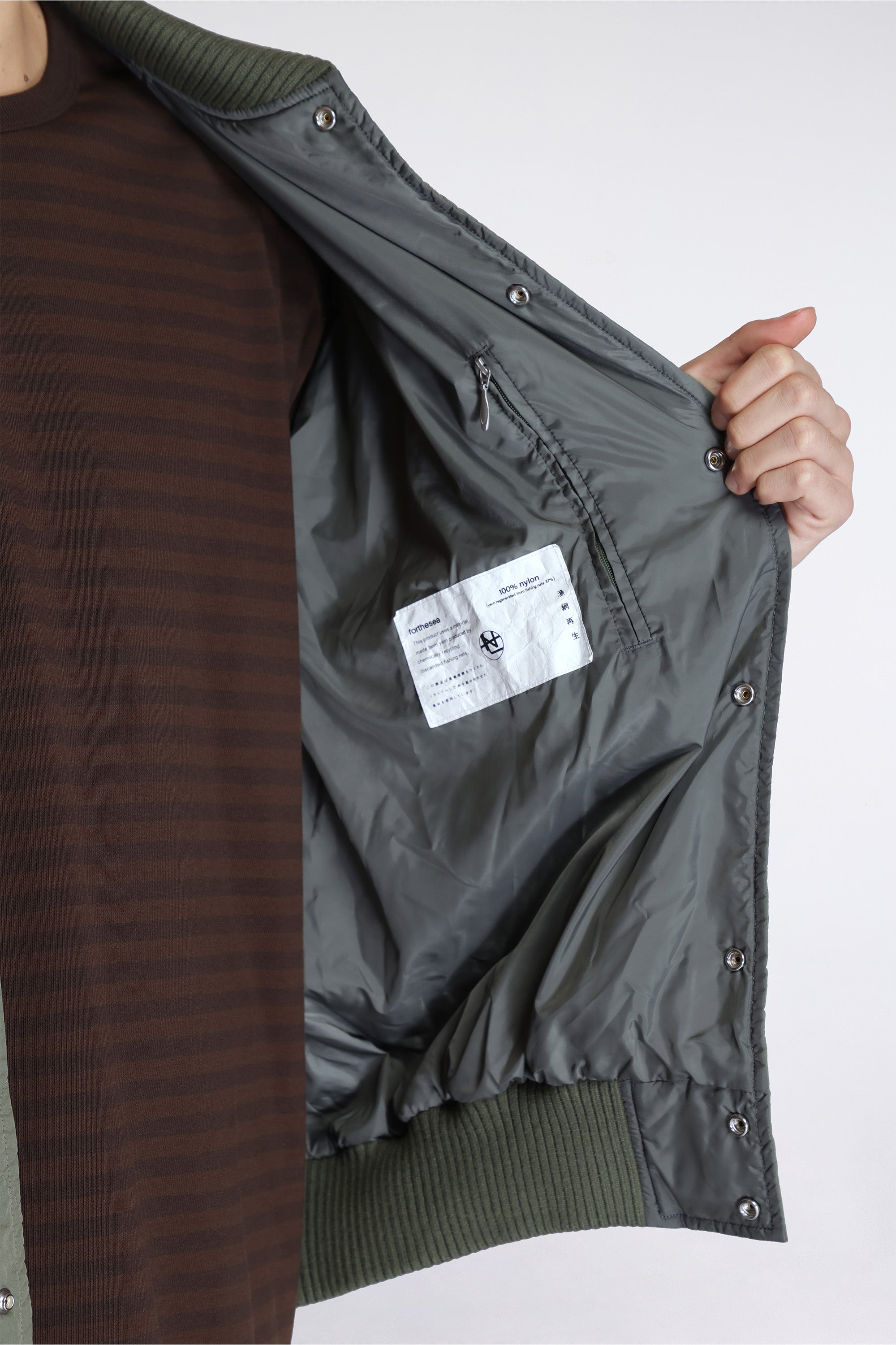 Ooal Quilting Varsity Jacket Sage Green
