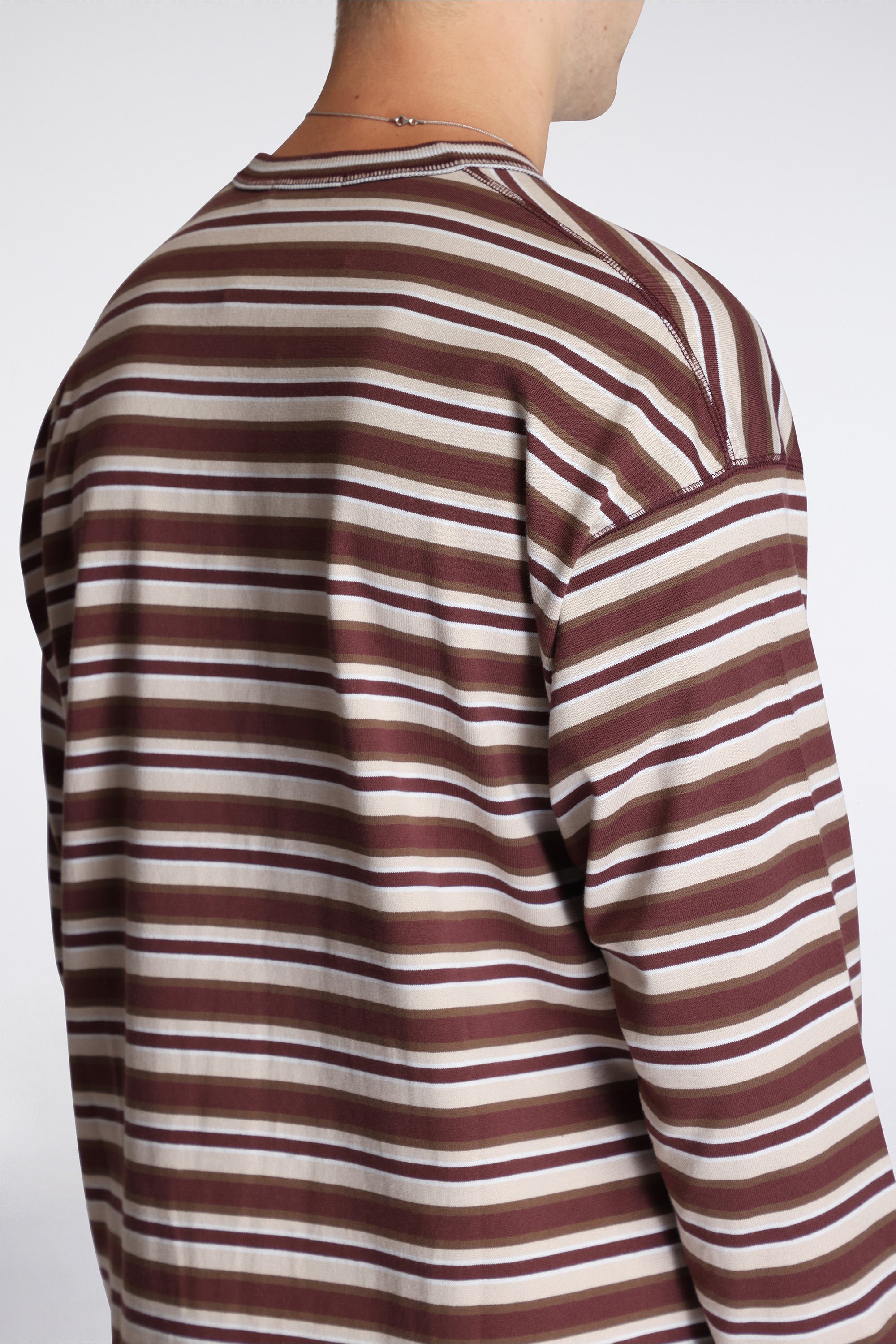 Striped Ls T-Shirt Beige/Burgandy