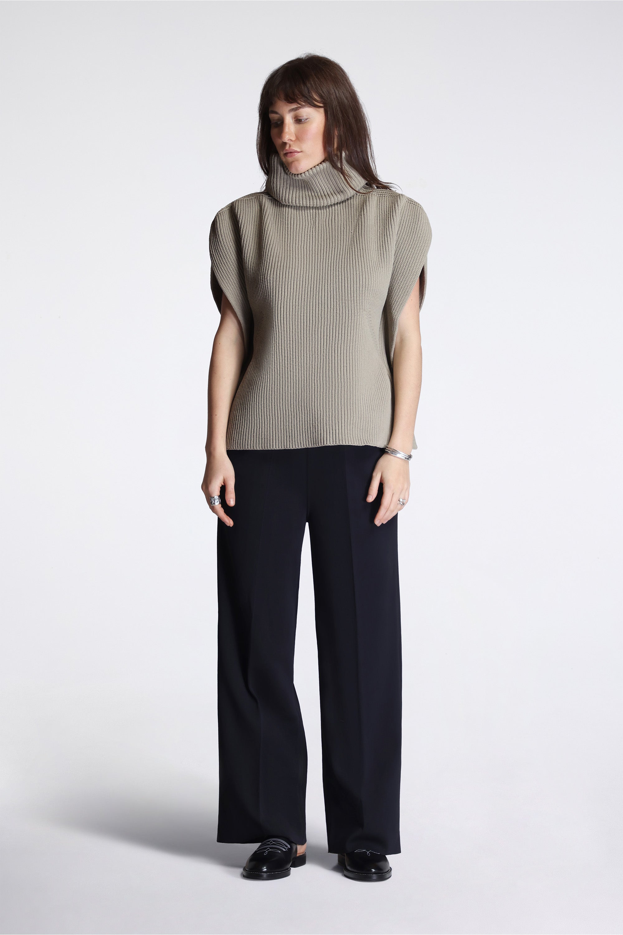 Soft Milan Semi Wide Pants Black