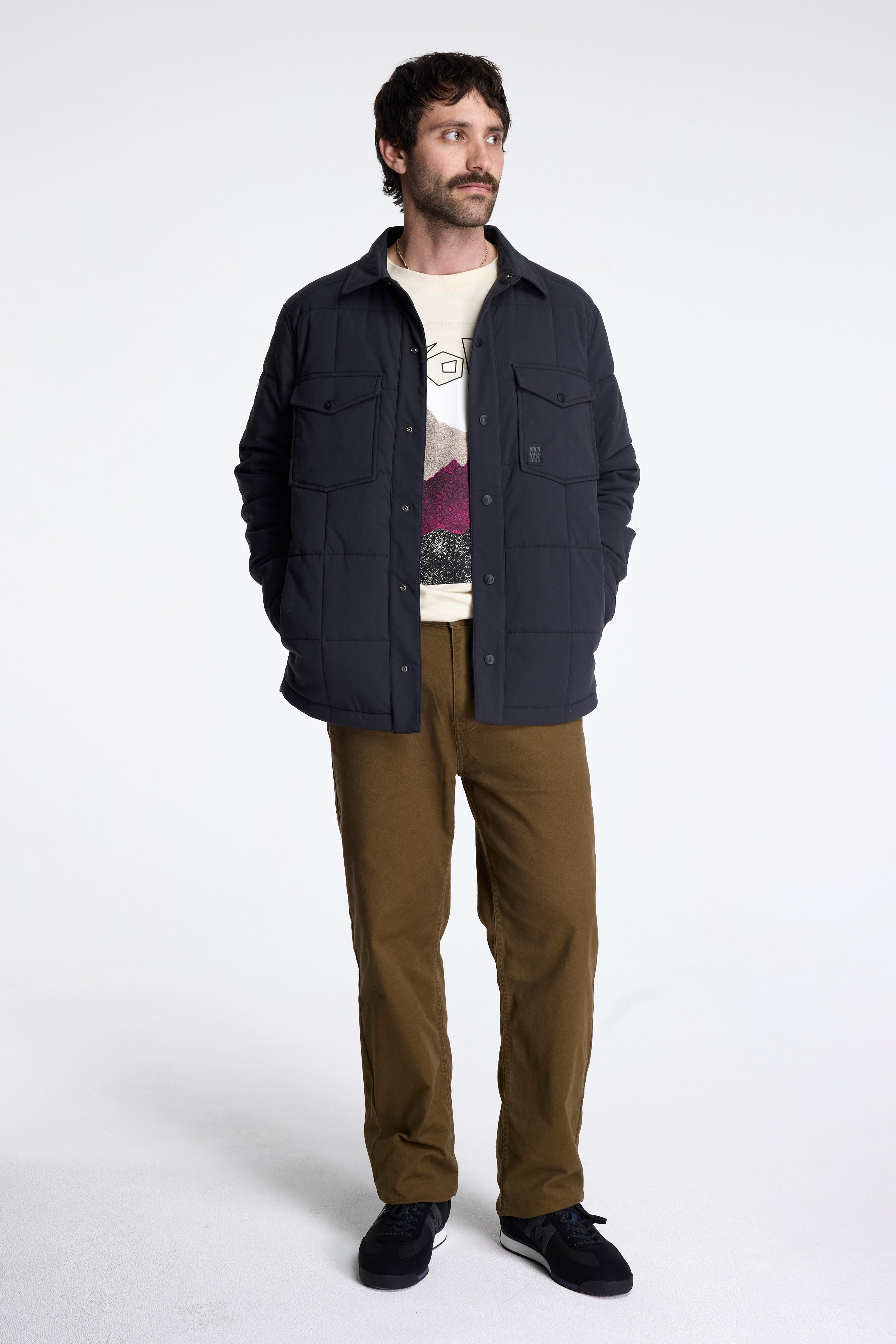 Puffer Shirt Jacket Mens Black