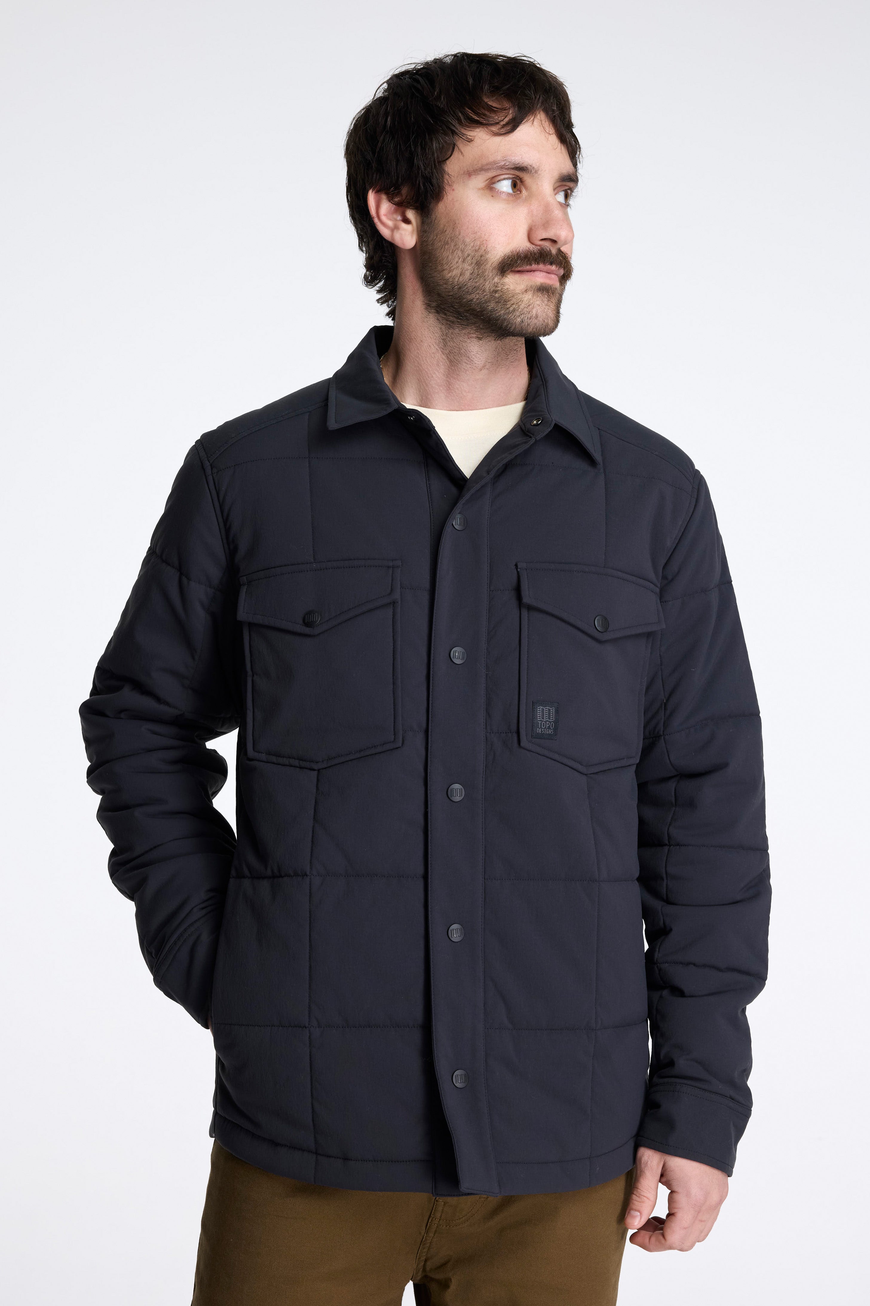 Puffer Shirt Jacket Mens Black