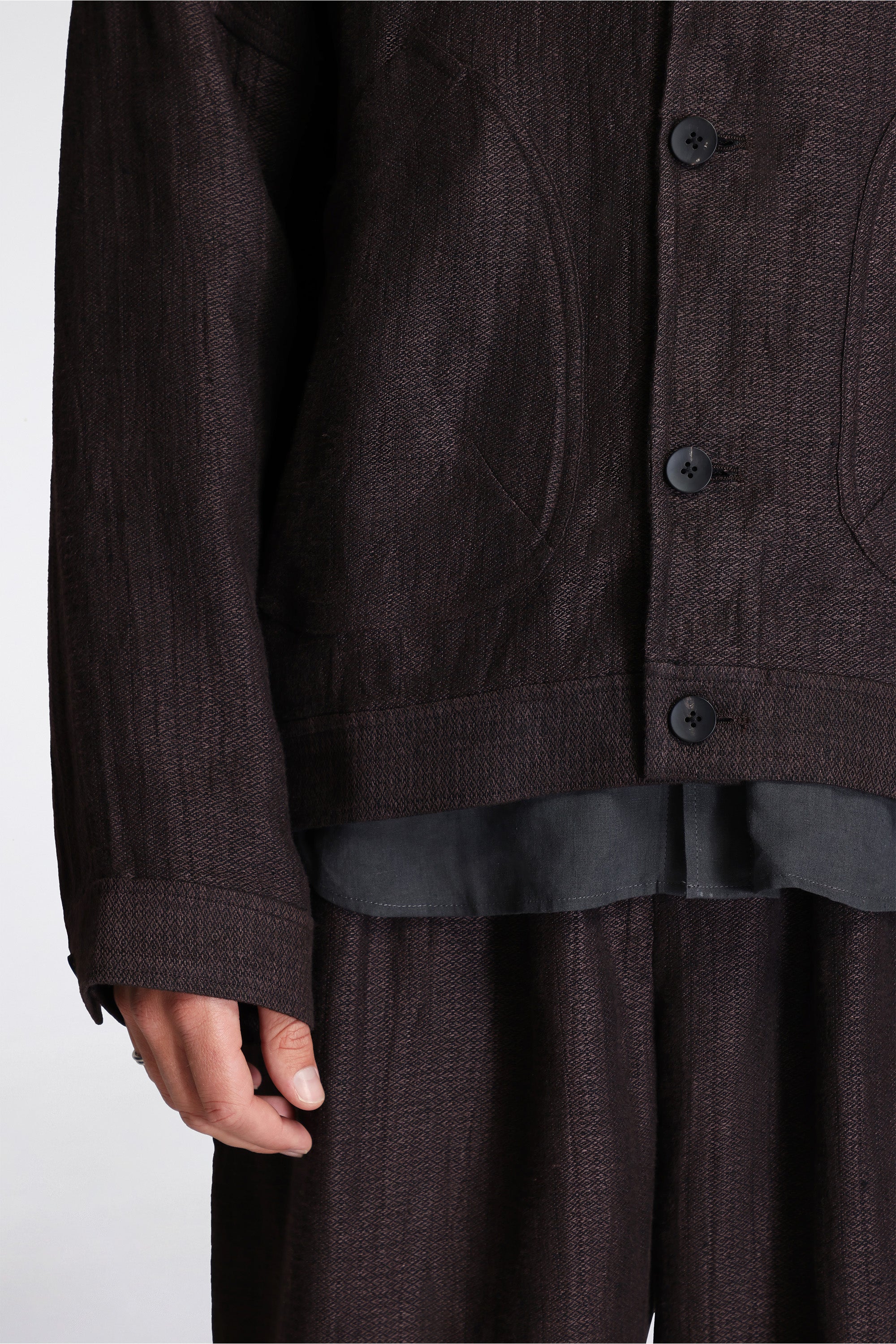 Mine Jacket Black Mix Heavy Linen Argyle