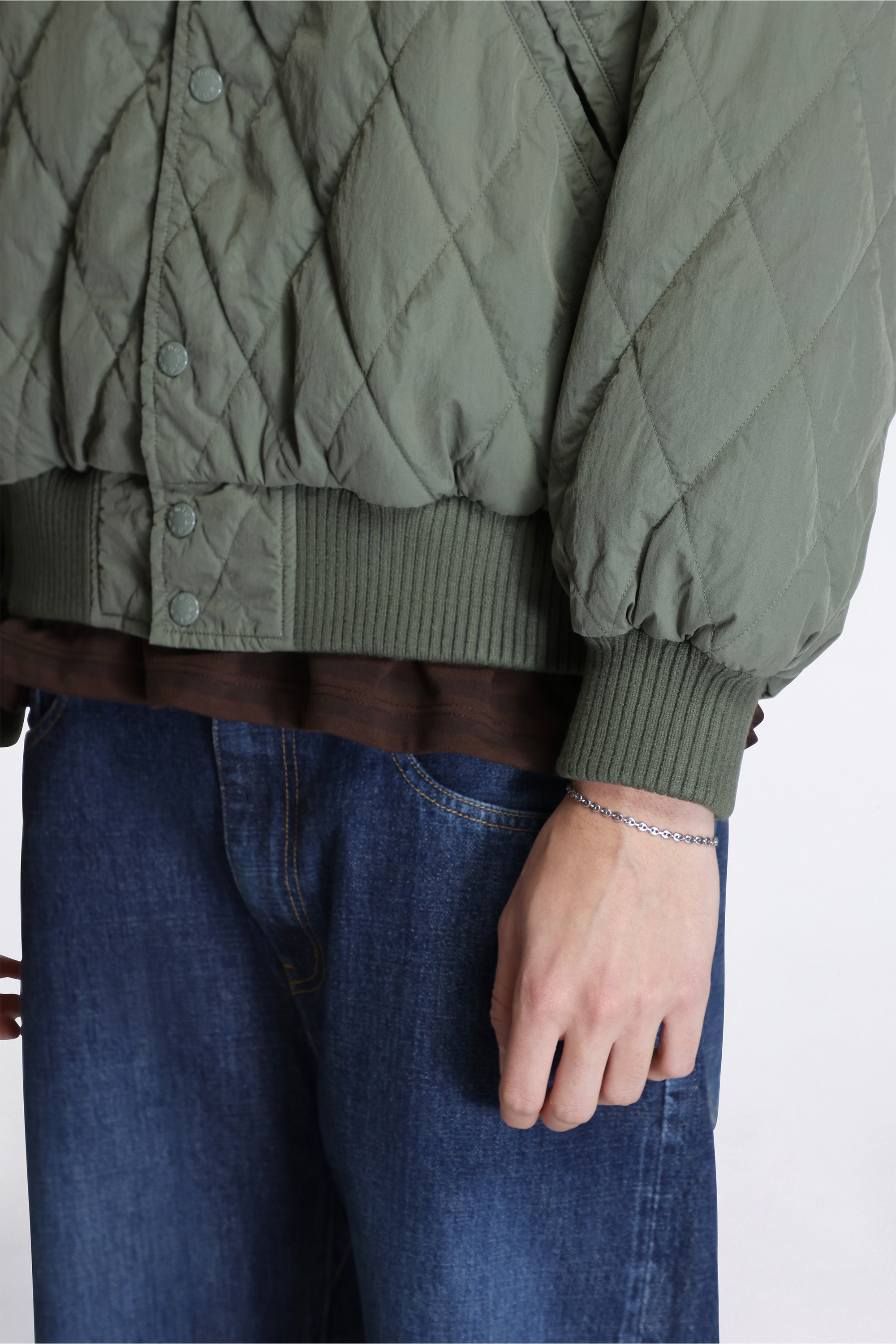 Ooal Quilting Varsity Jacket Sage Green