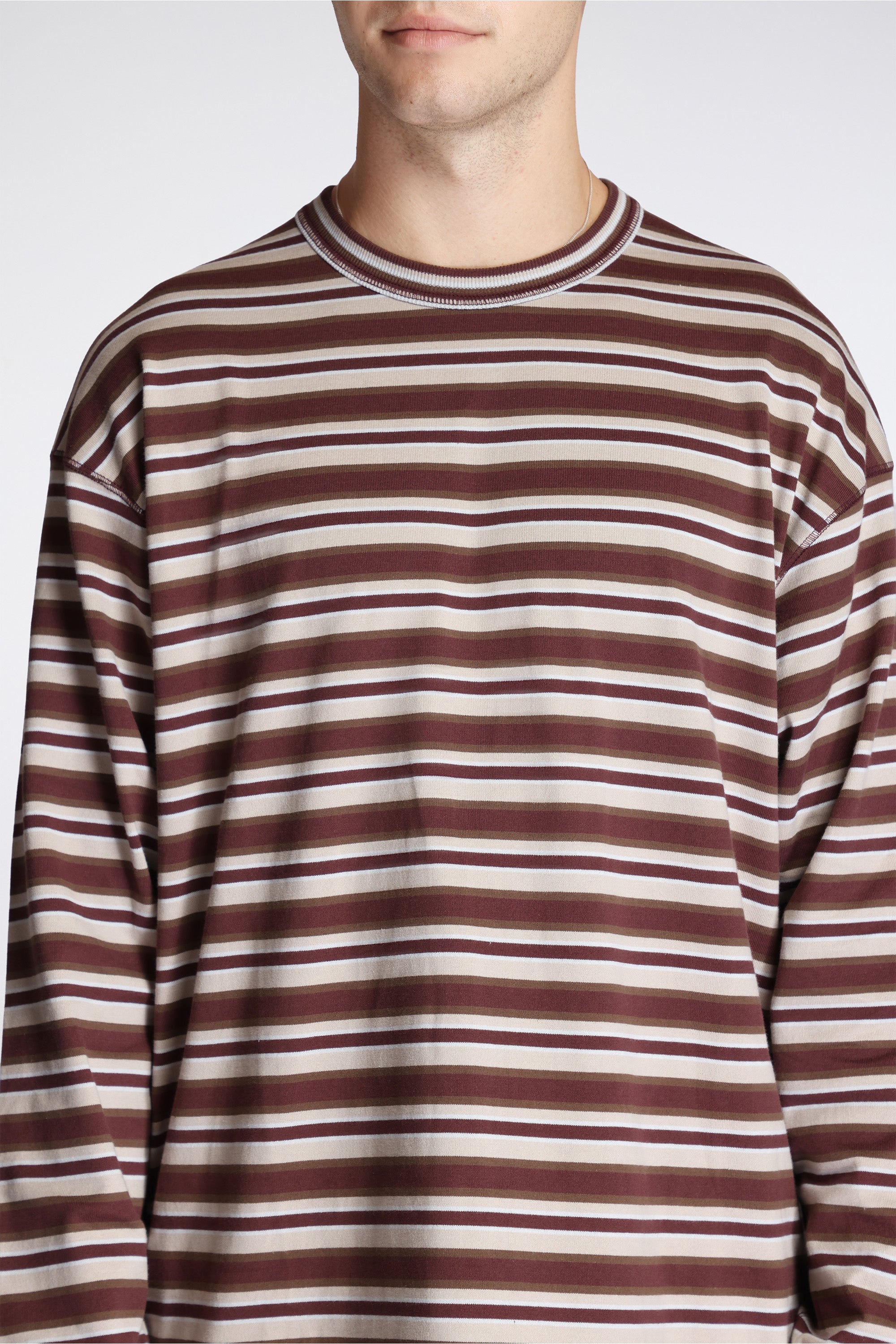 Striped Ls T-Shirt Beige/Burgandy