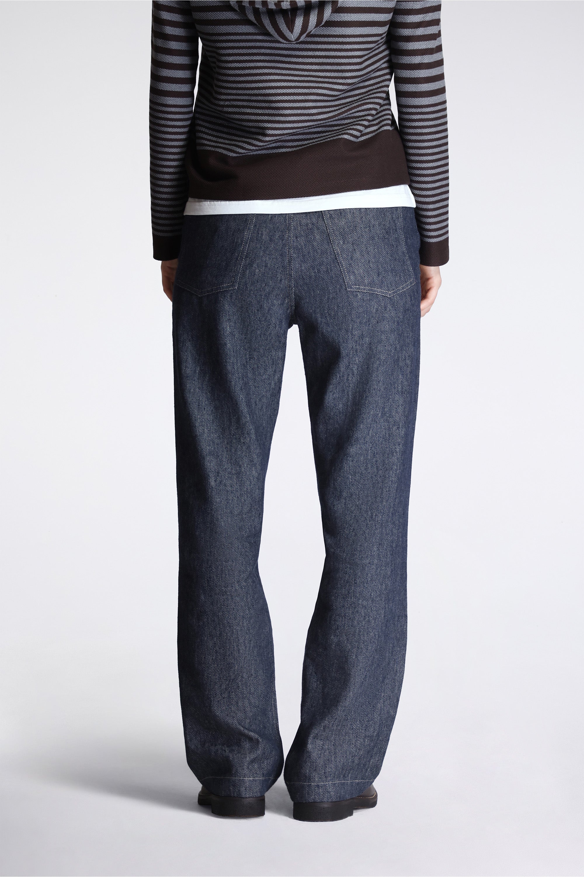Back Cinch Fitted Pant Linen Cotton Denim