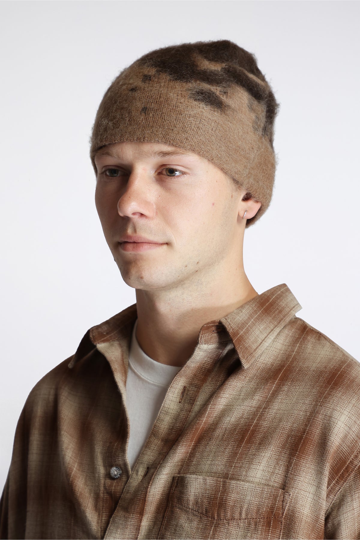 Mohair Splatter Beanie Taupe Splatter
