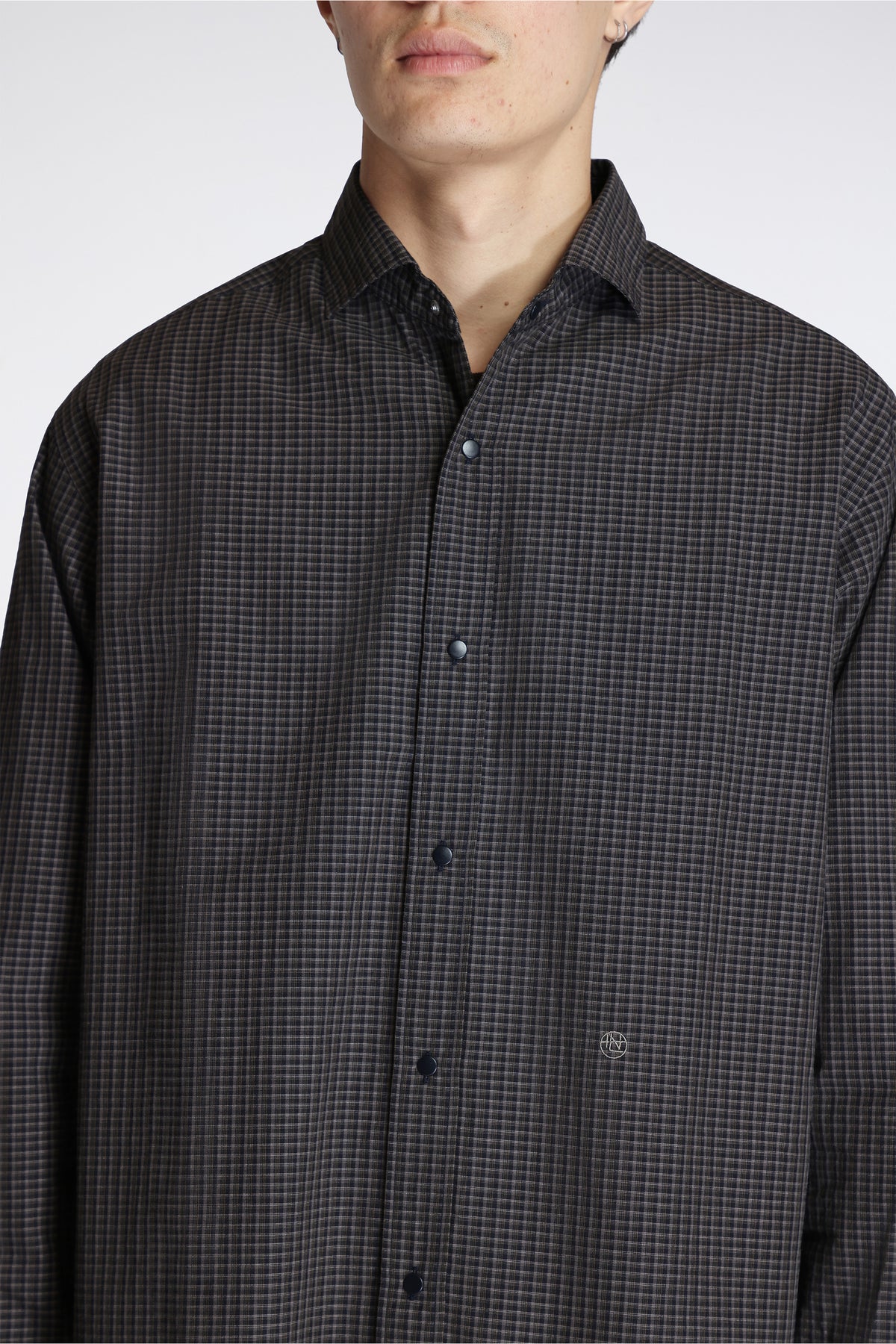 Micro Plaid Wind Shirt Navy