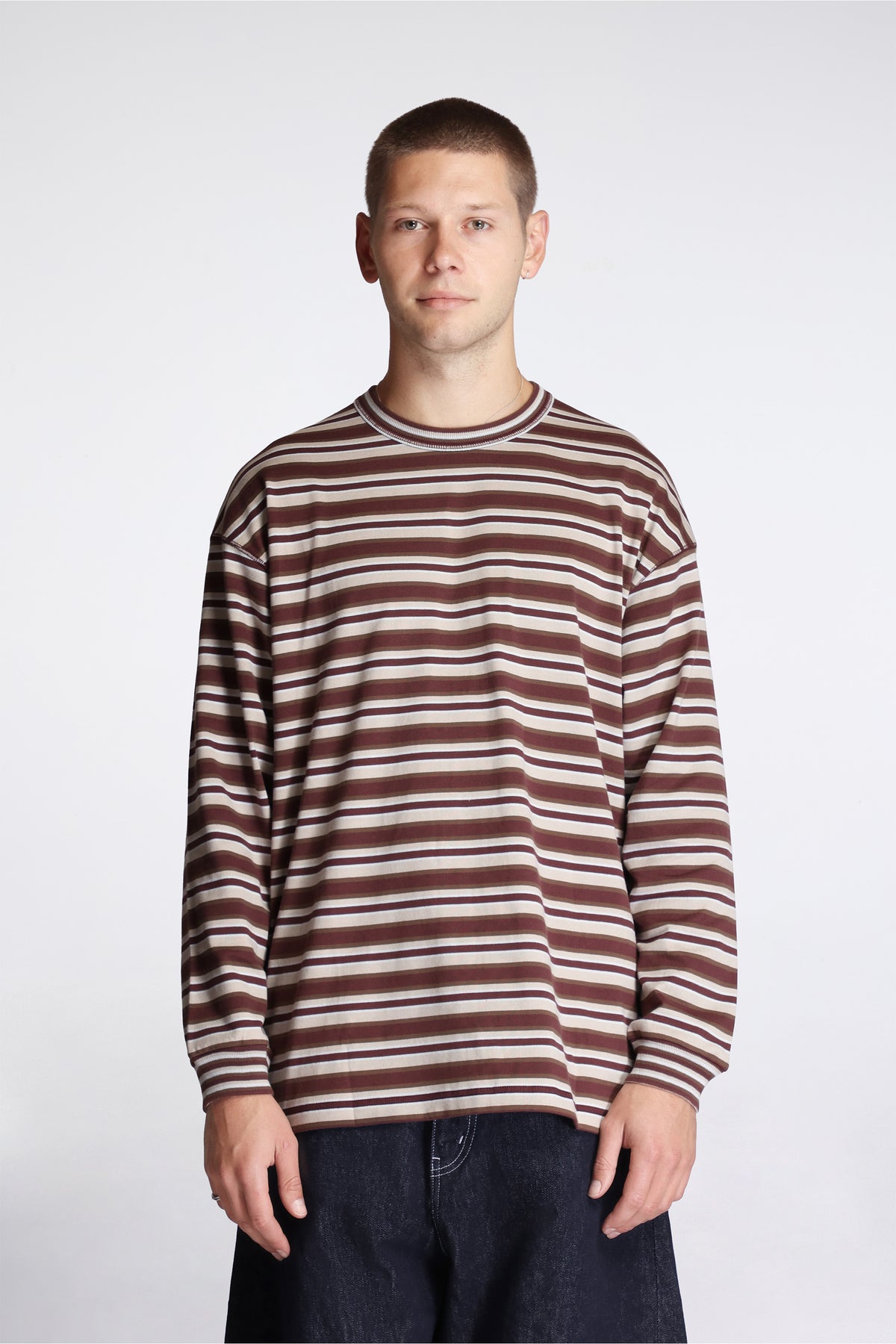 Striped Ls T-Shirt Beige/Burgandy