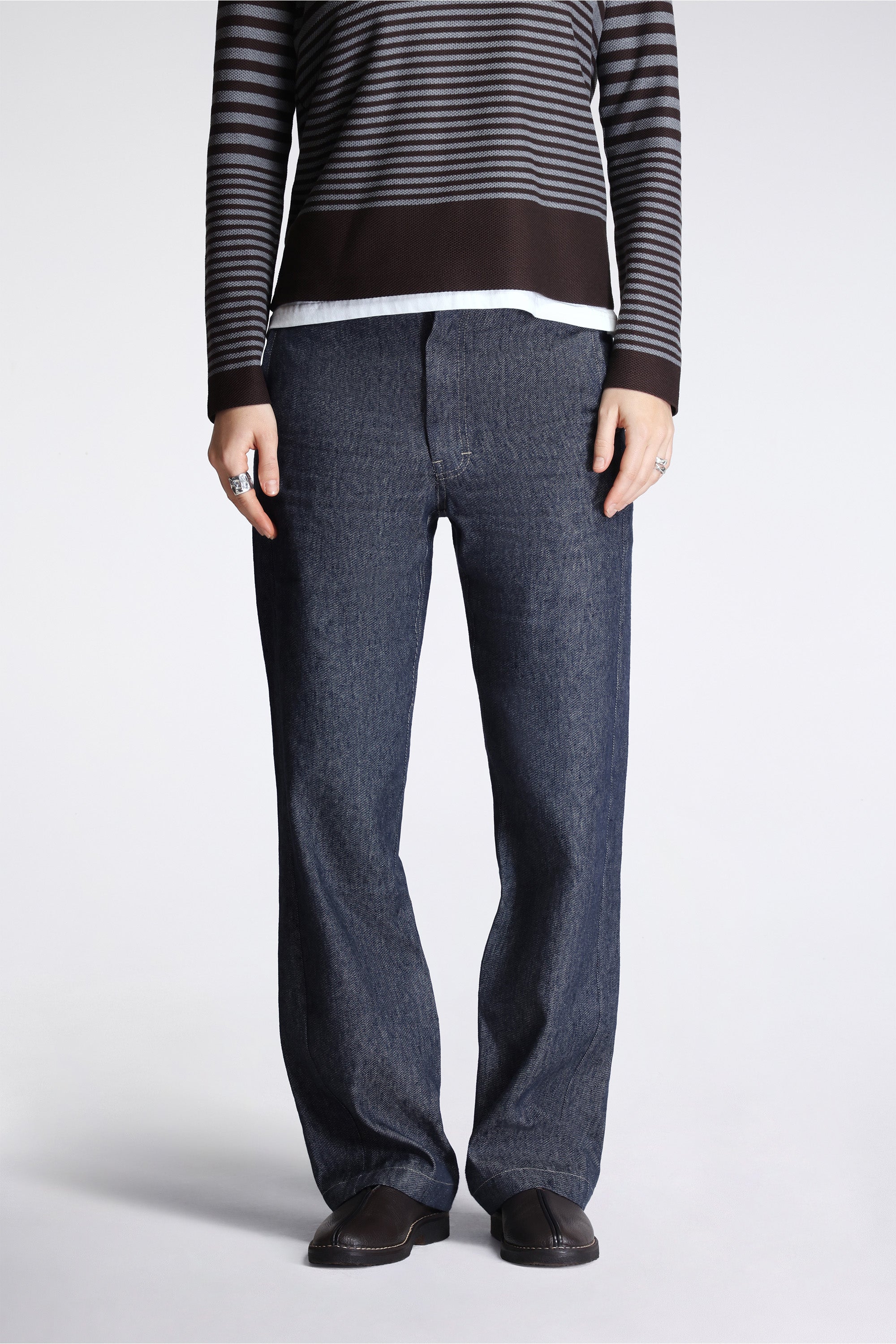 Back Cinch Fitted Pant Linen Cotton Denim