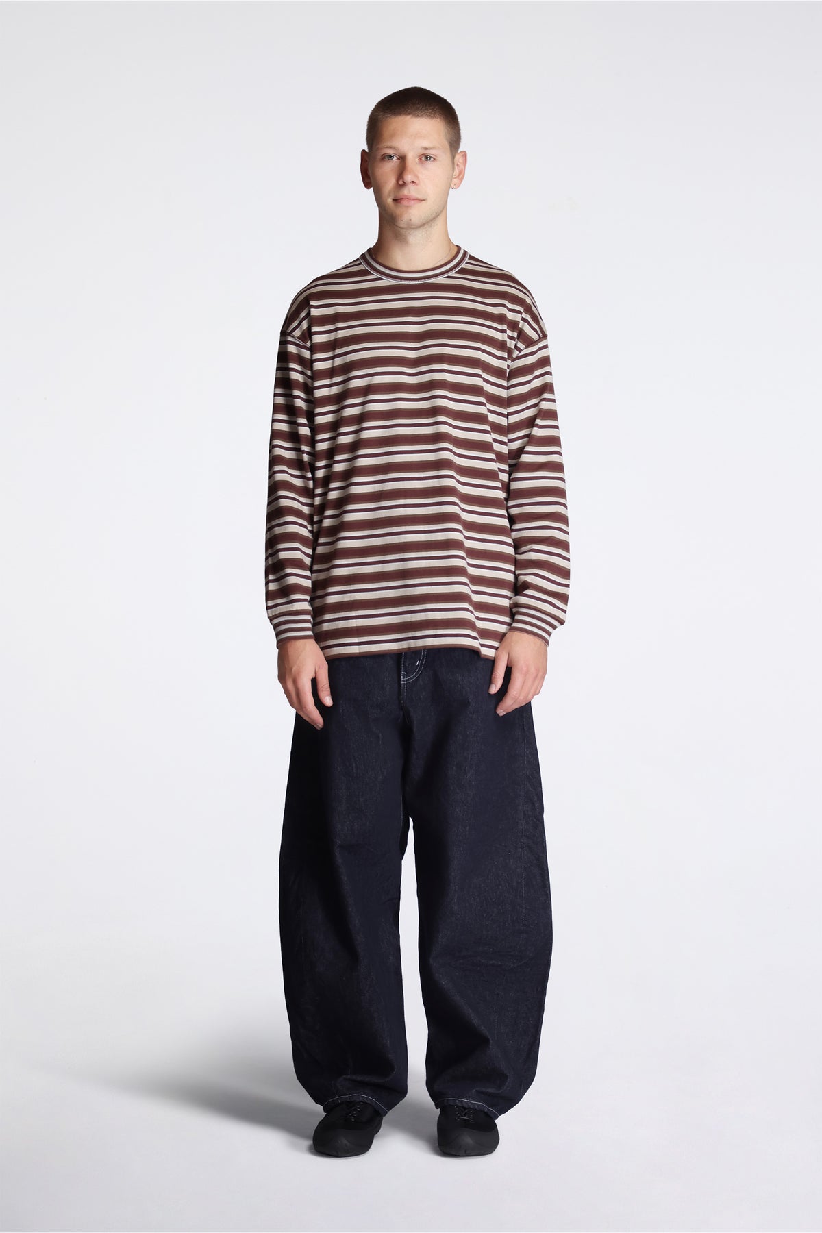 Striped Ls T-Shirt Beige/Burgandy