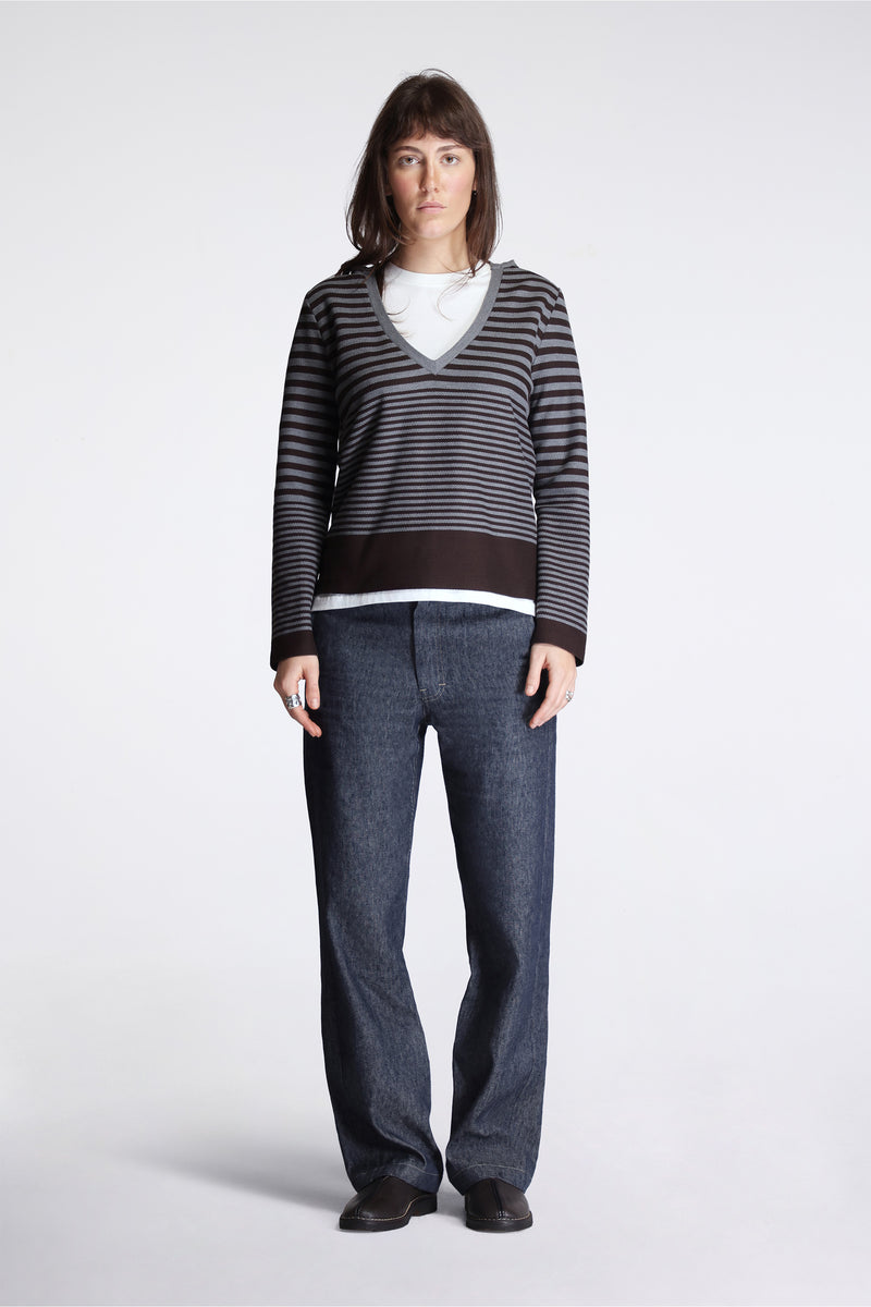 Back Cinch Fitted Pant Linen Cotton Denim