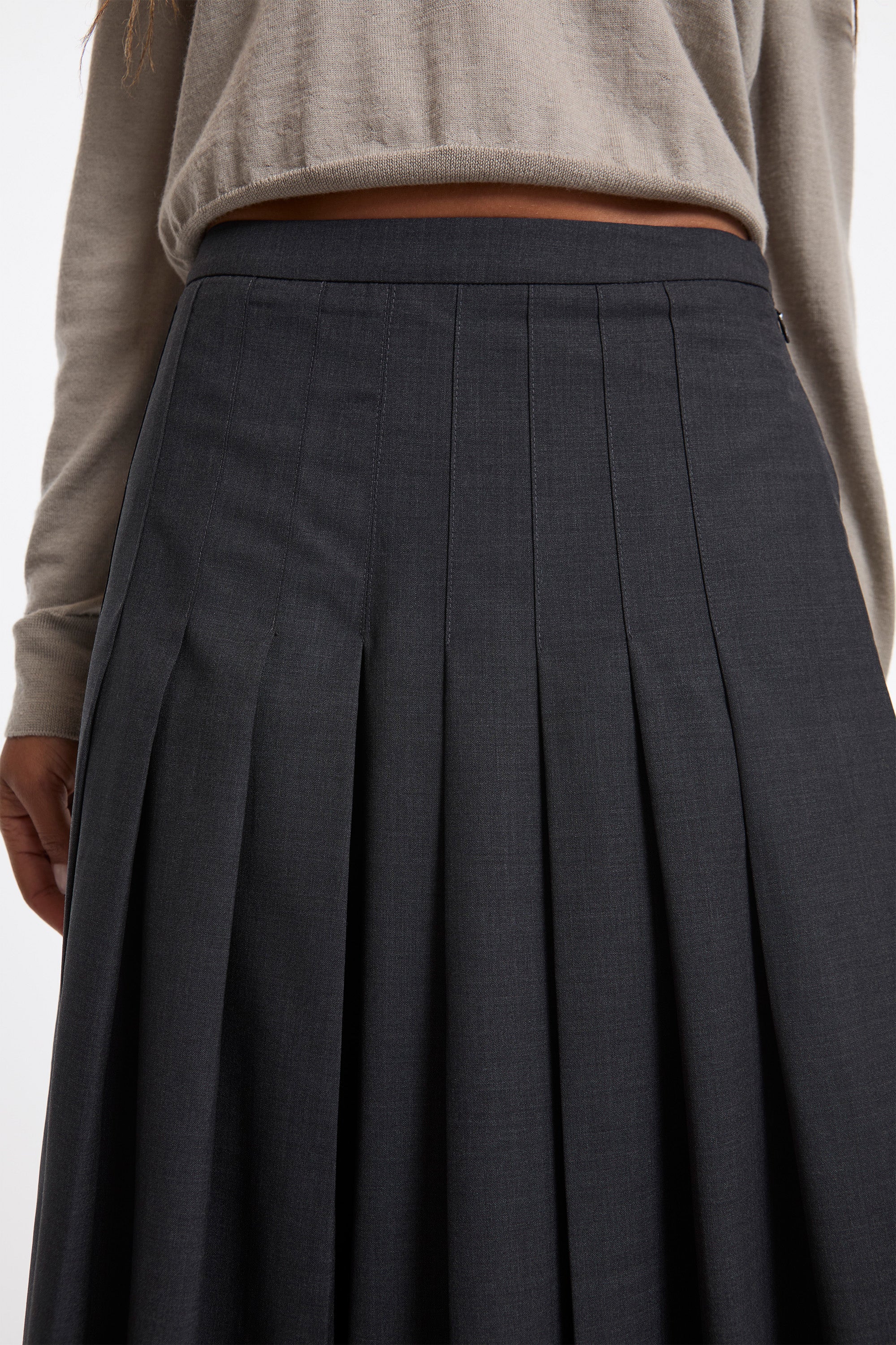 Pleated Wool Culotte Charcoal