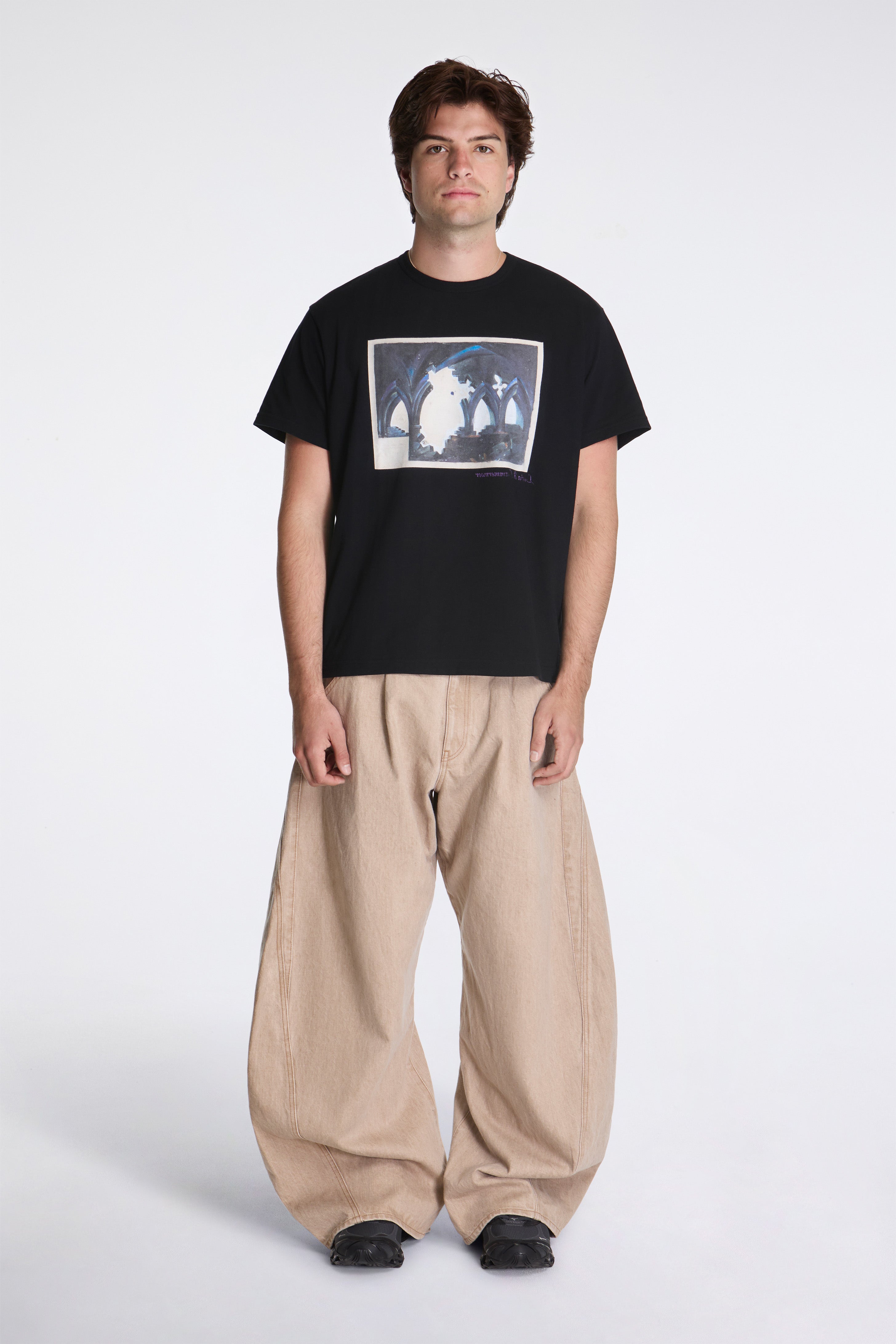 3D Cutting Denim Pants Beige