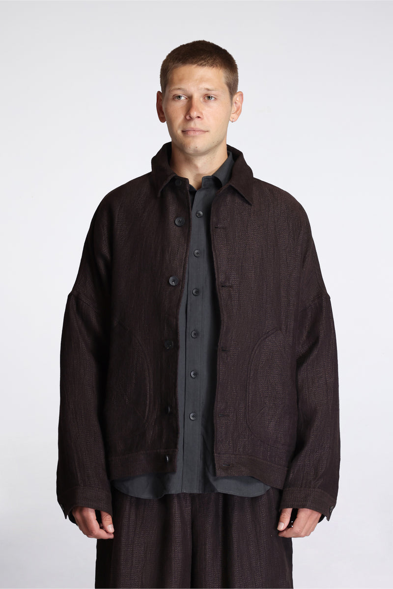 Mine Jacket Black Mix Heavy Linen Argyle