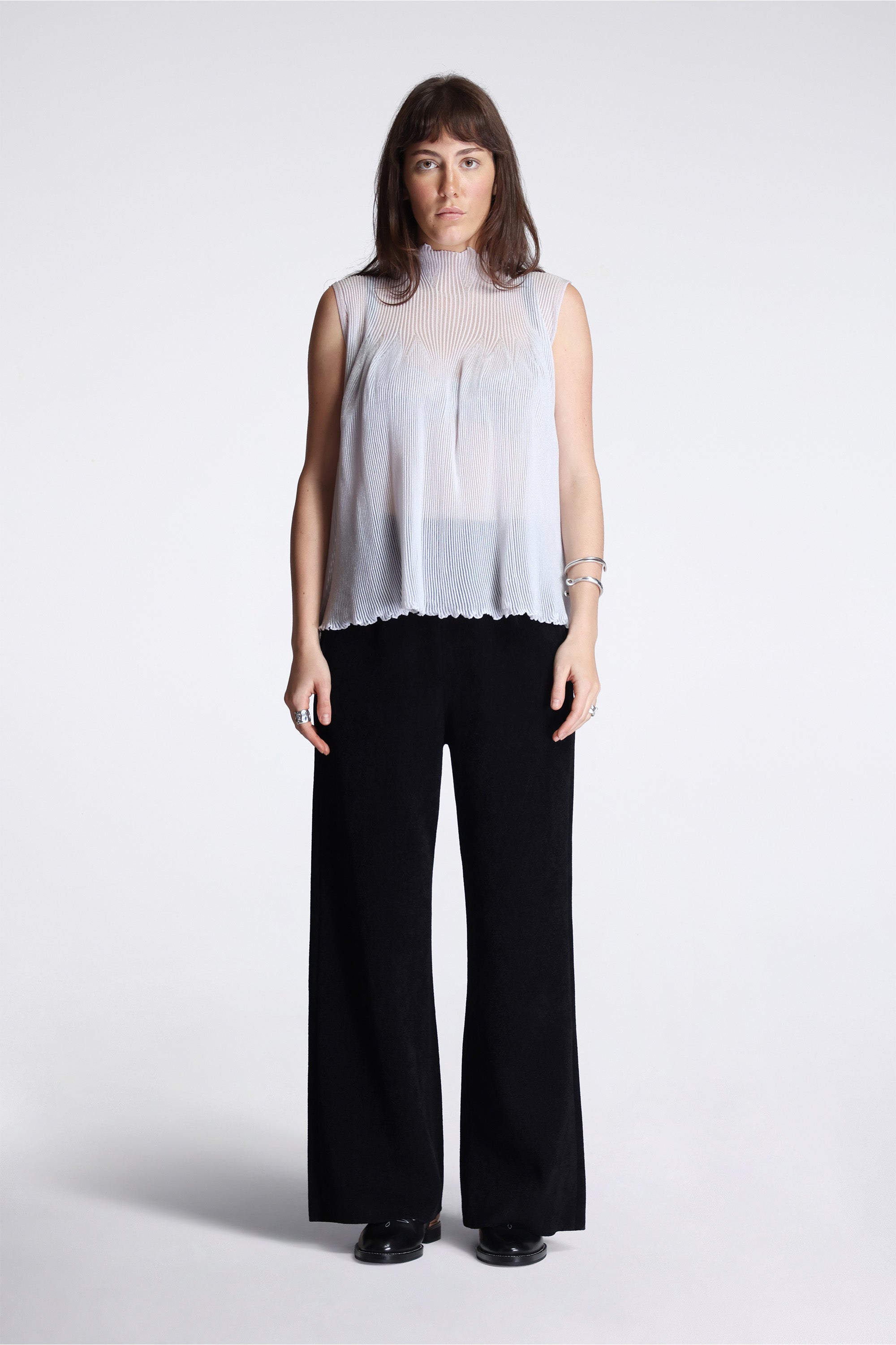 Hypha Lucent Glitter Sleeveless Bust Flare Top Lavender Fog Multi