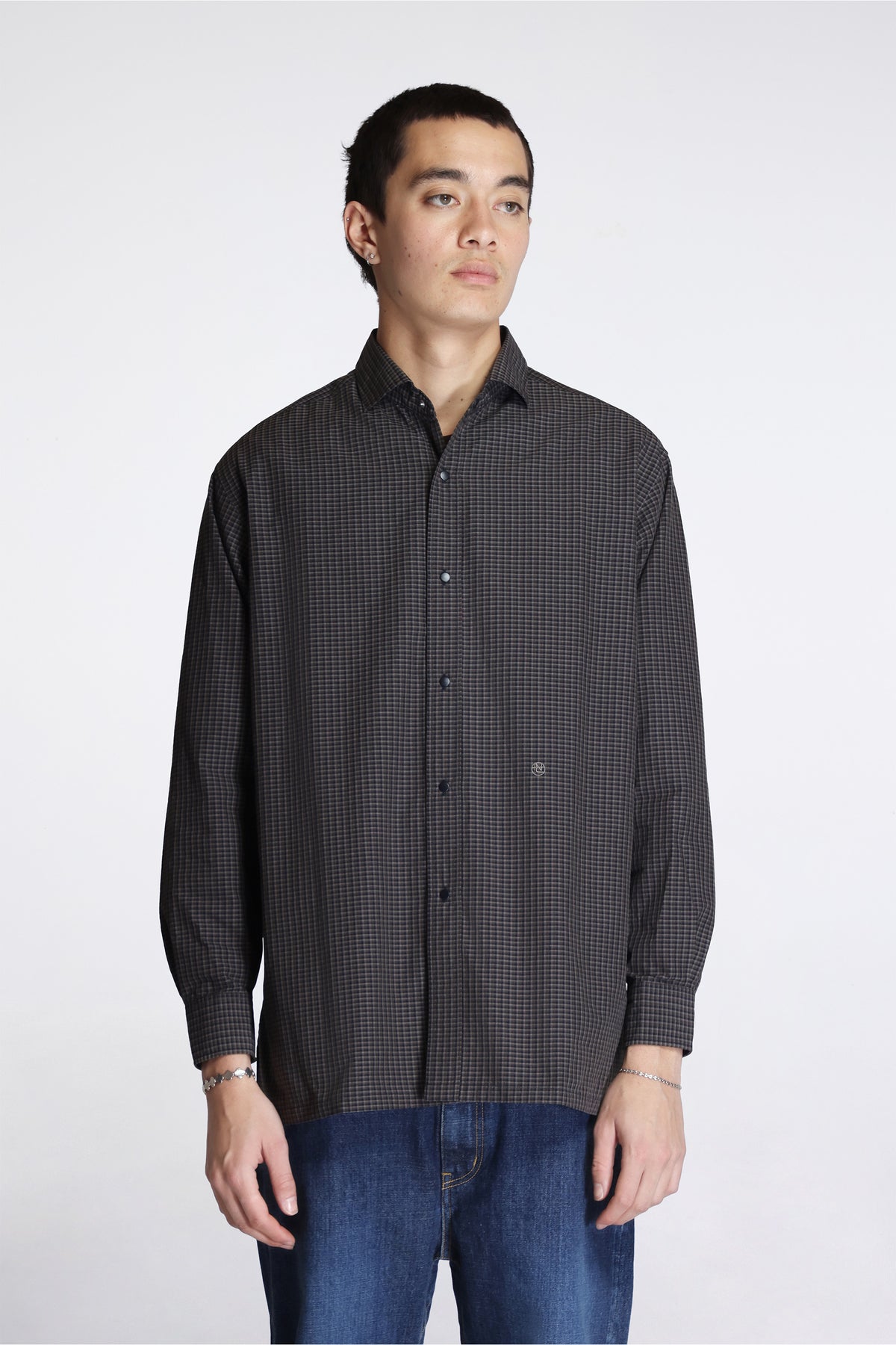 Micro Plaid Wind Shirt Navy