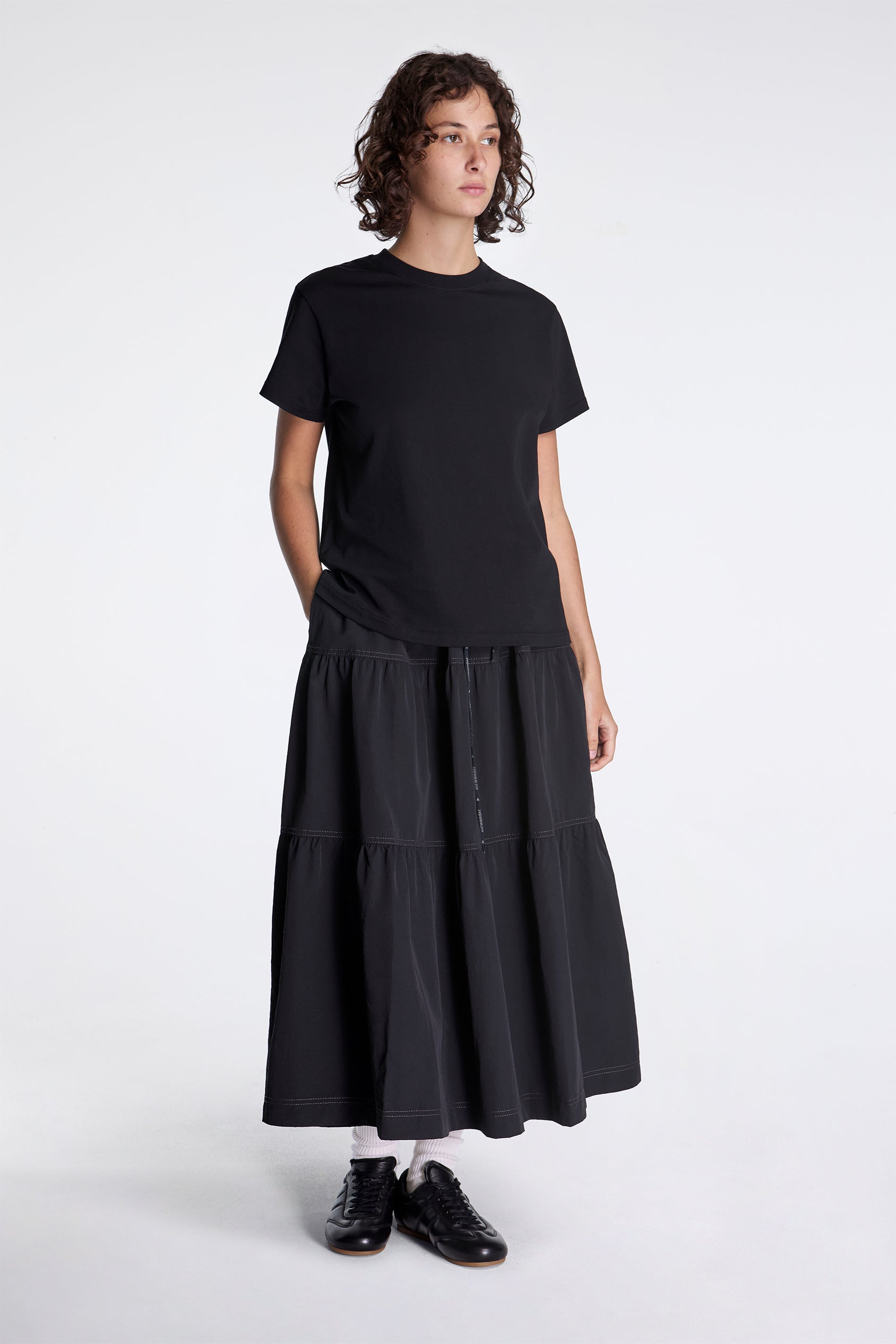 Crinkled Nylon Skirt 2 Black