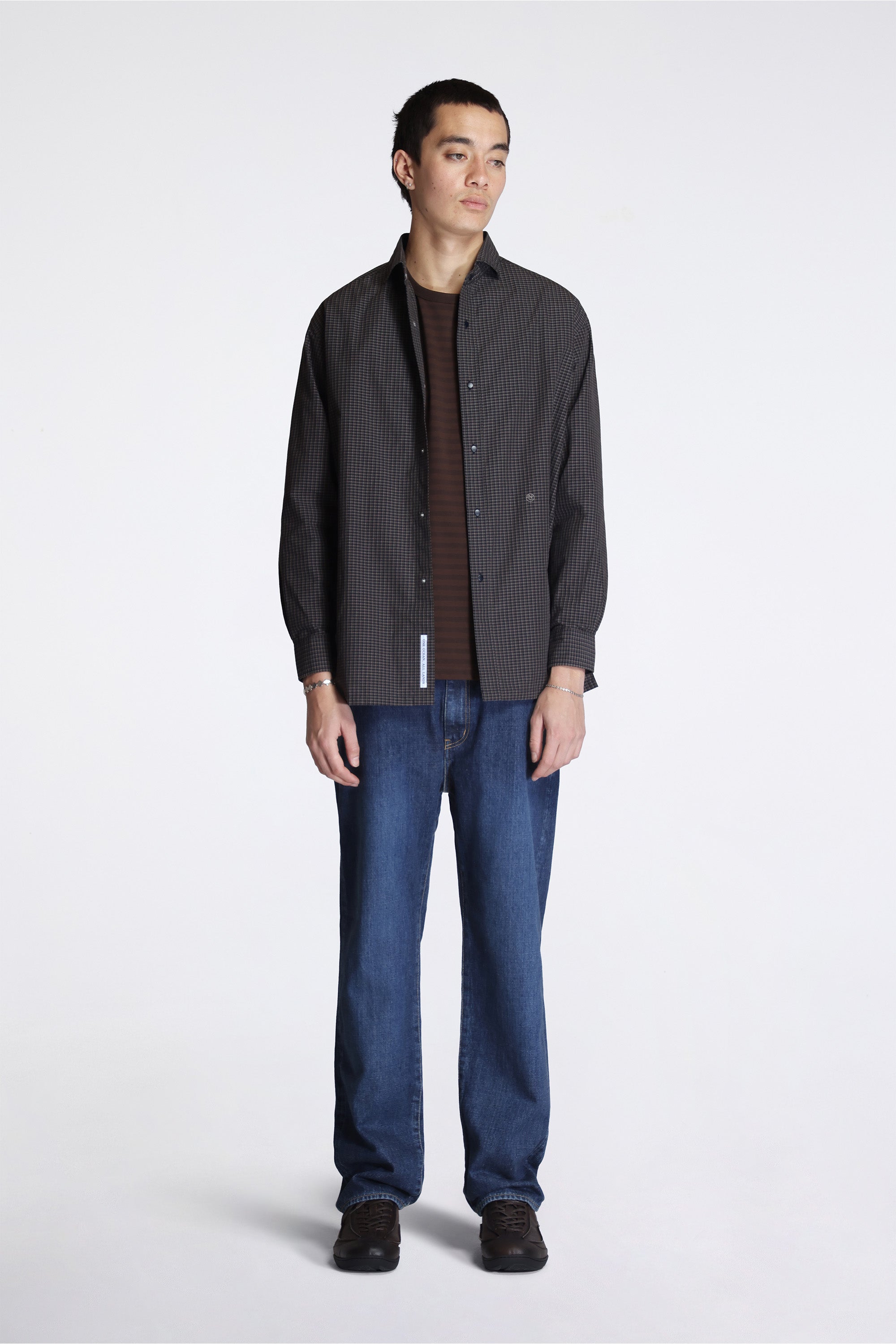 Micro Plaid Wind Shirt Navy