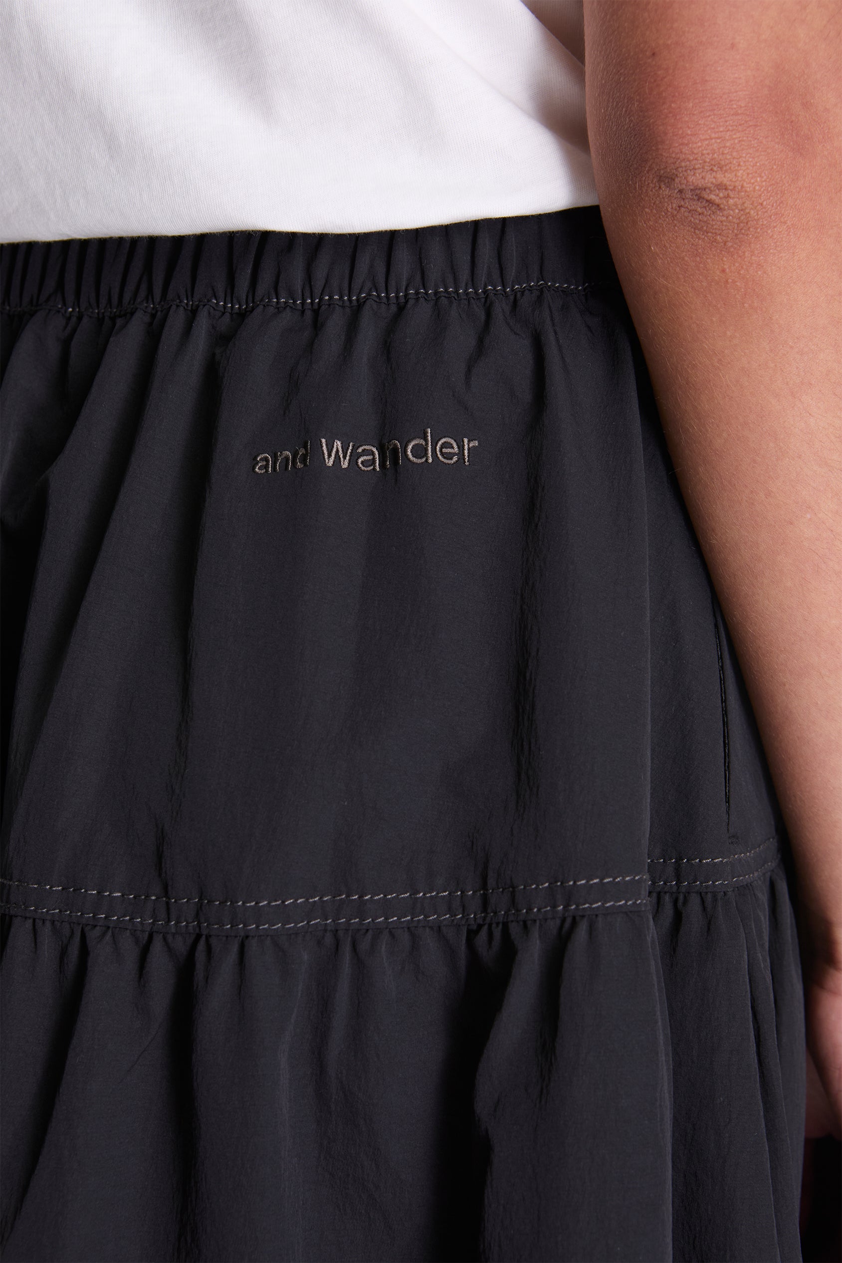 Crinkled Nylon Skirt 2 Black