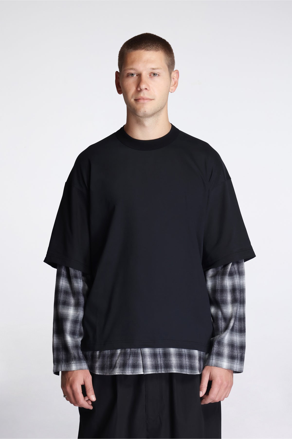 Layered T-Shirt Black/Check