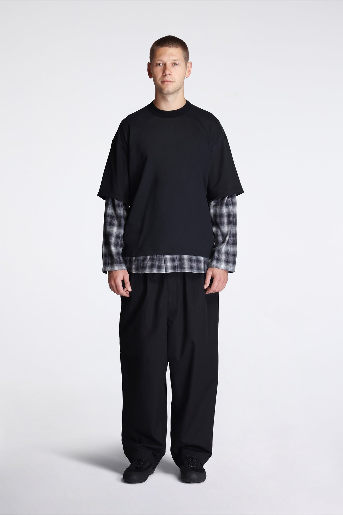 Layered T-Shirt Black/Check