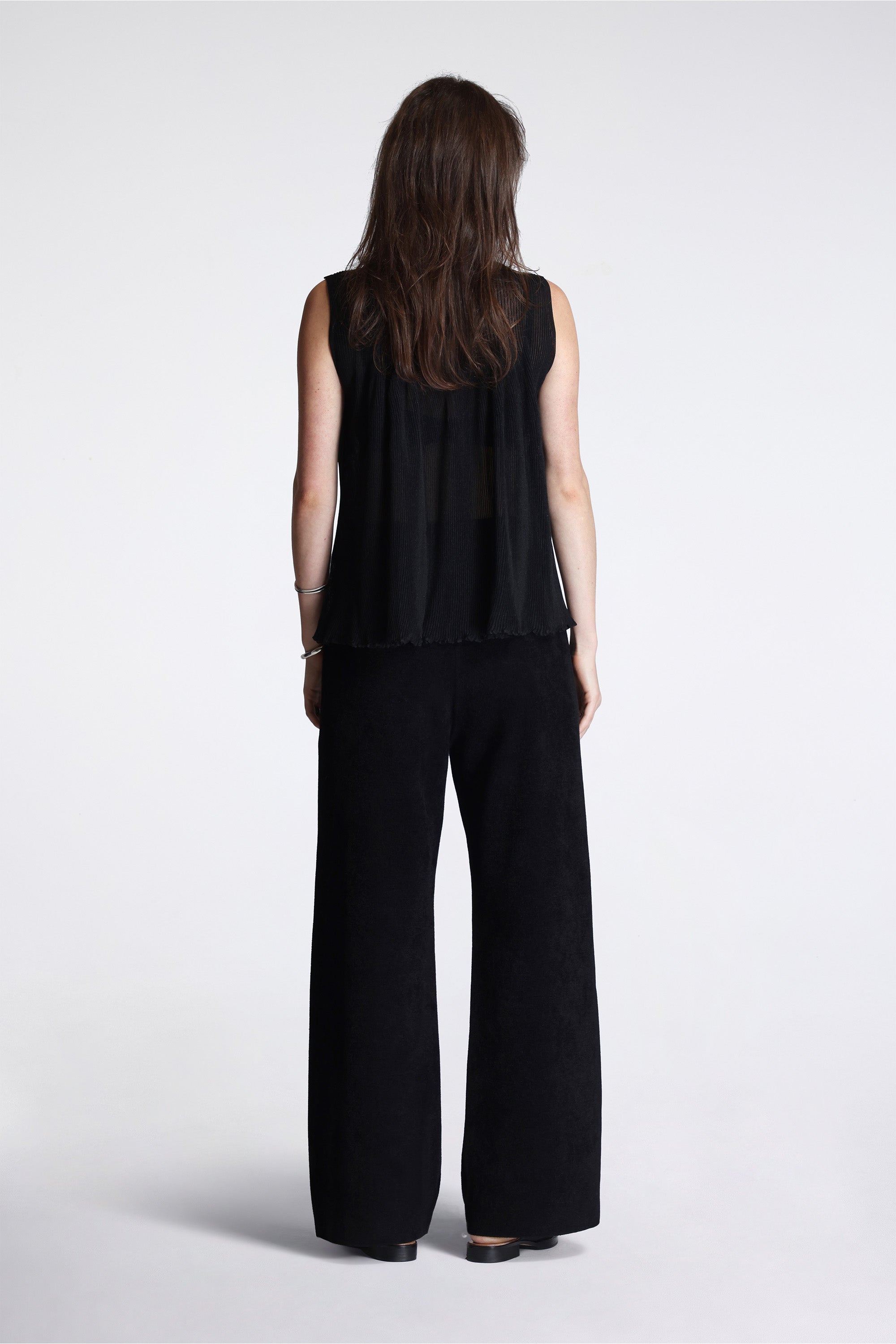 Hypha Lucent Glitter Sleeveless Bust Flare Top Black-Black