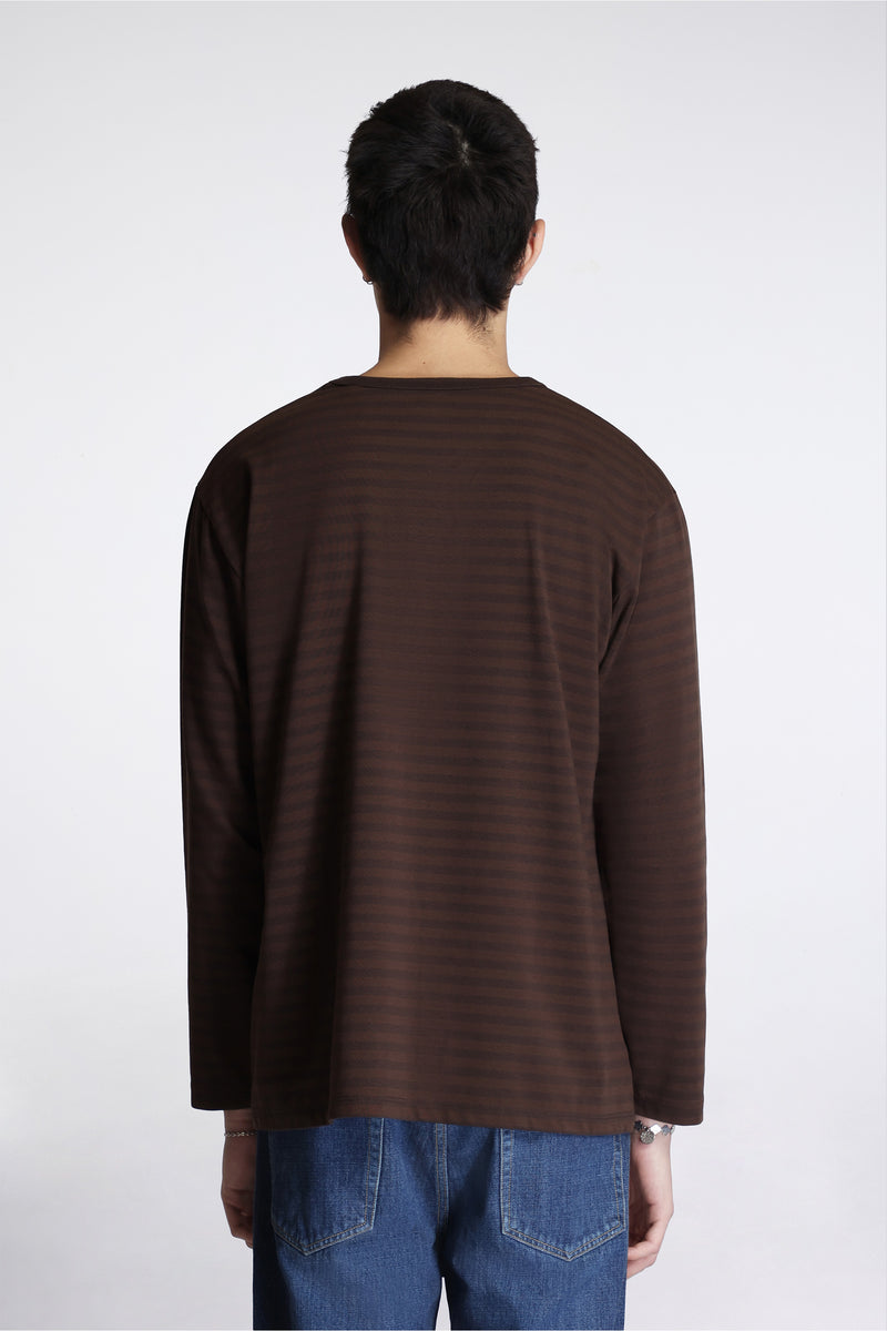 Coolmax Stripe Jersey L/S Tee Dark Brown