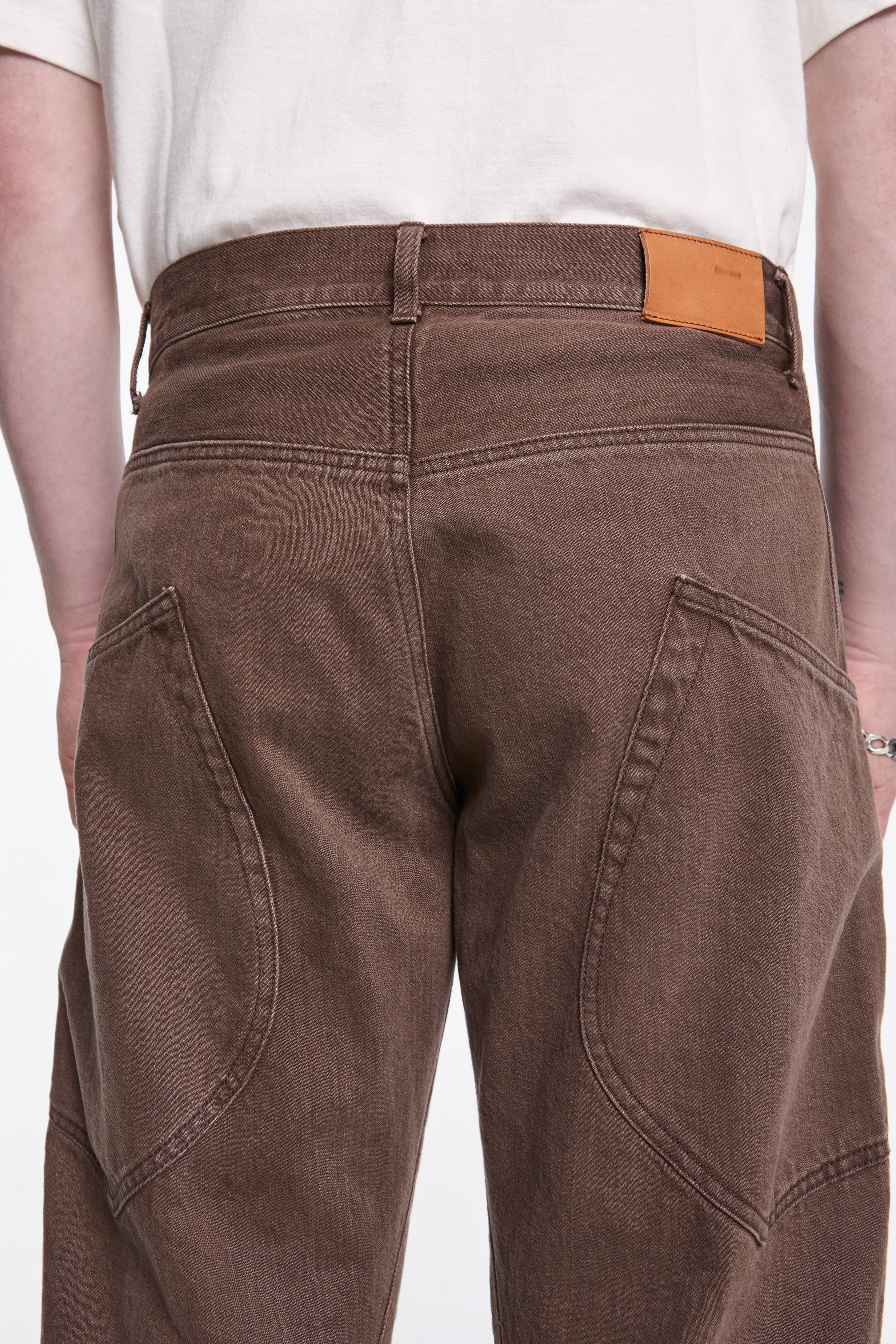 3D Cutting Denim Pants Brown