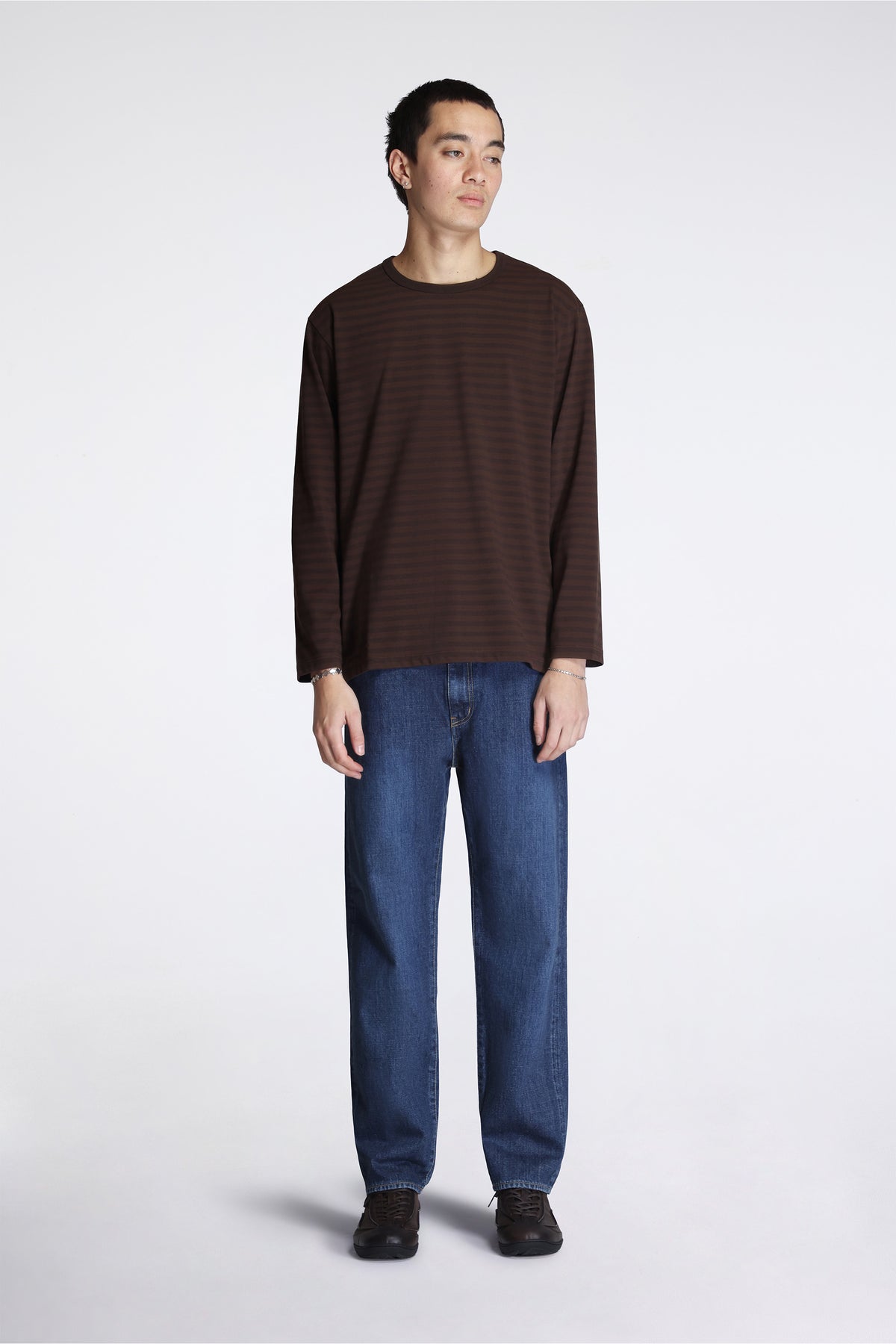 Coolmax Stripe Jersey L/S Tee Dark Brown