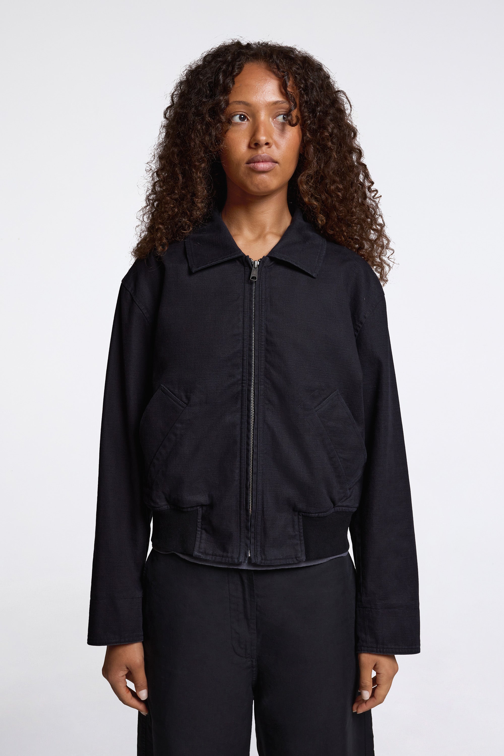 MHL Zip Up Bomber Jacket Indigo