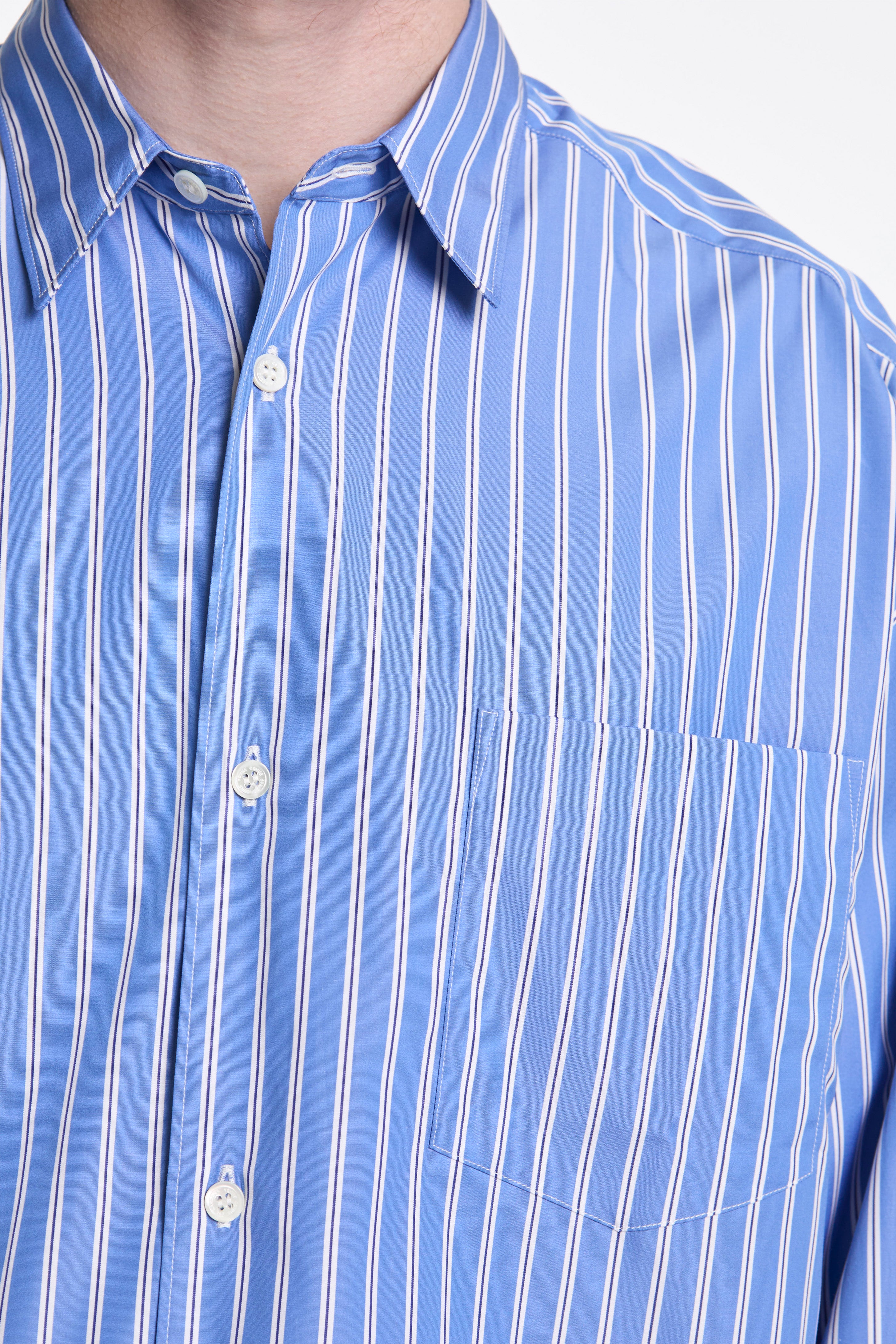 Cotton Striped Shirt Blue