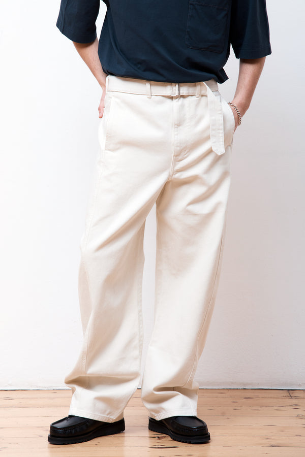 Twisted Belted Pants Clay White