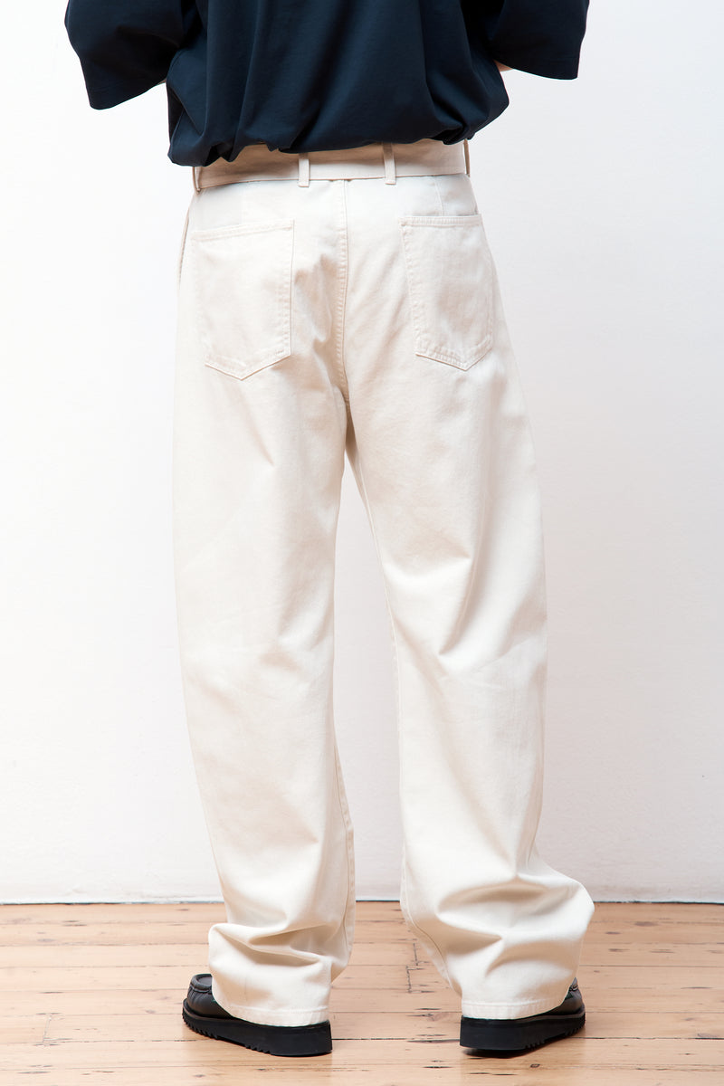 Twisted Belted Pants Clay White