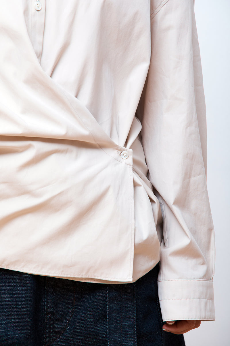 Straight Collar Twisted Shirt Dusty Rose