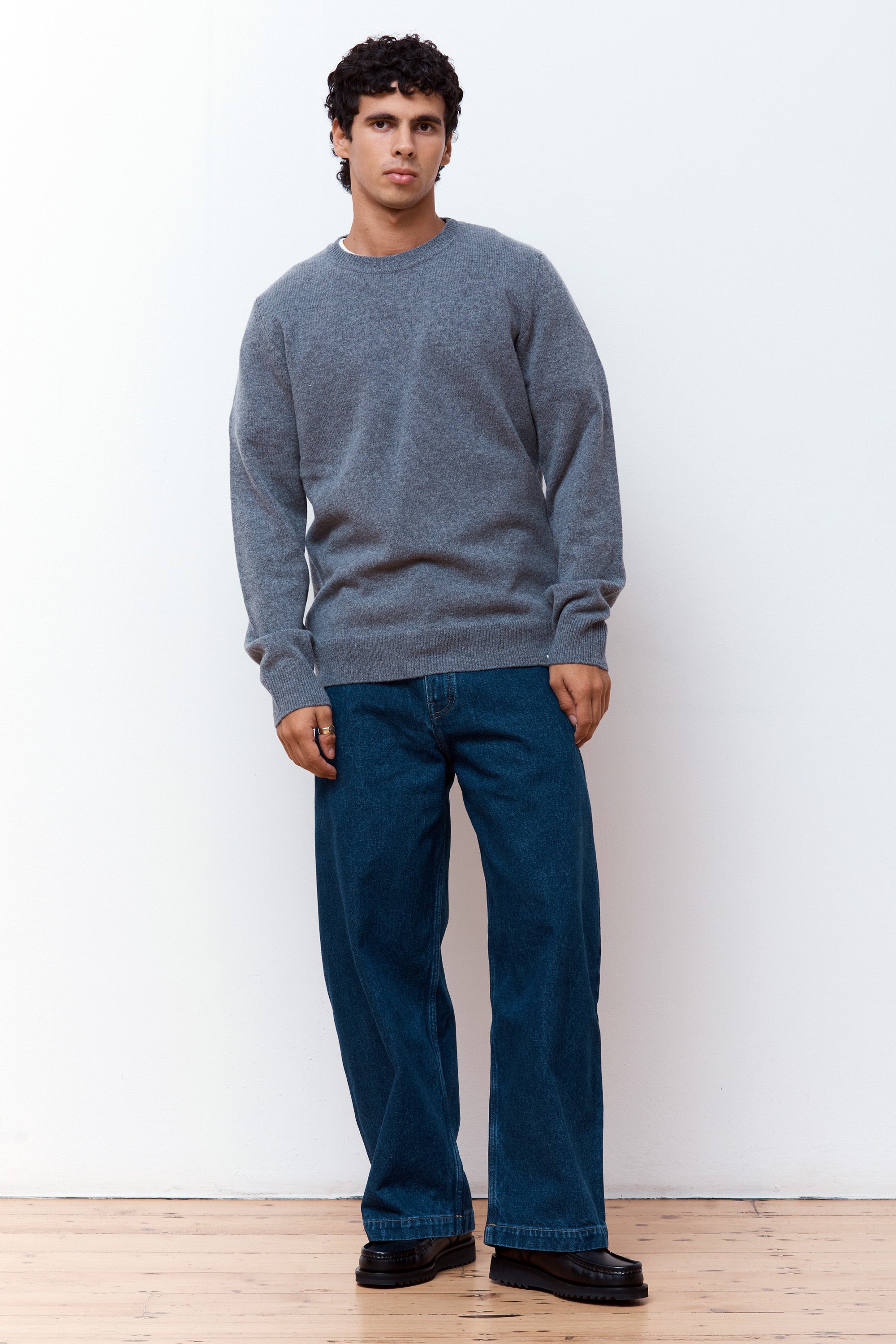 Sigfred Lambswool Crew Grey Melange