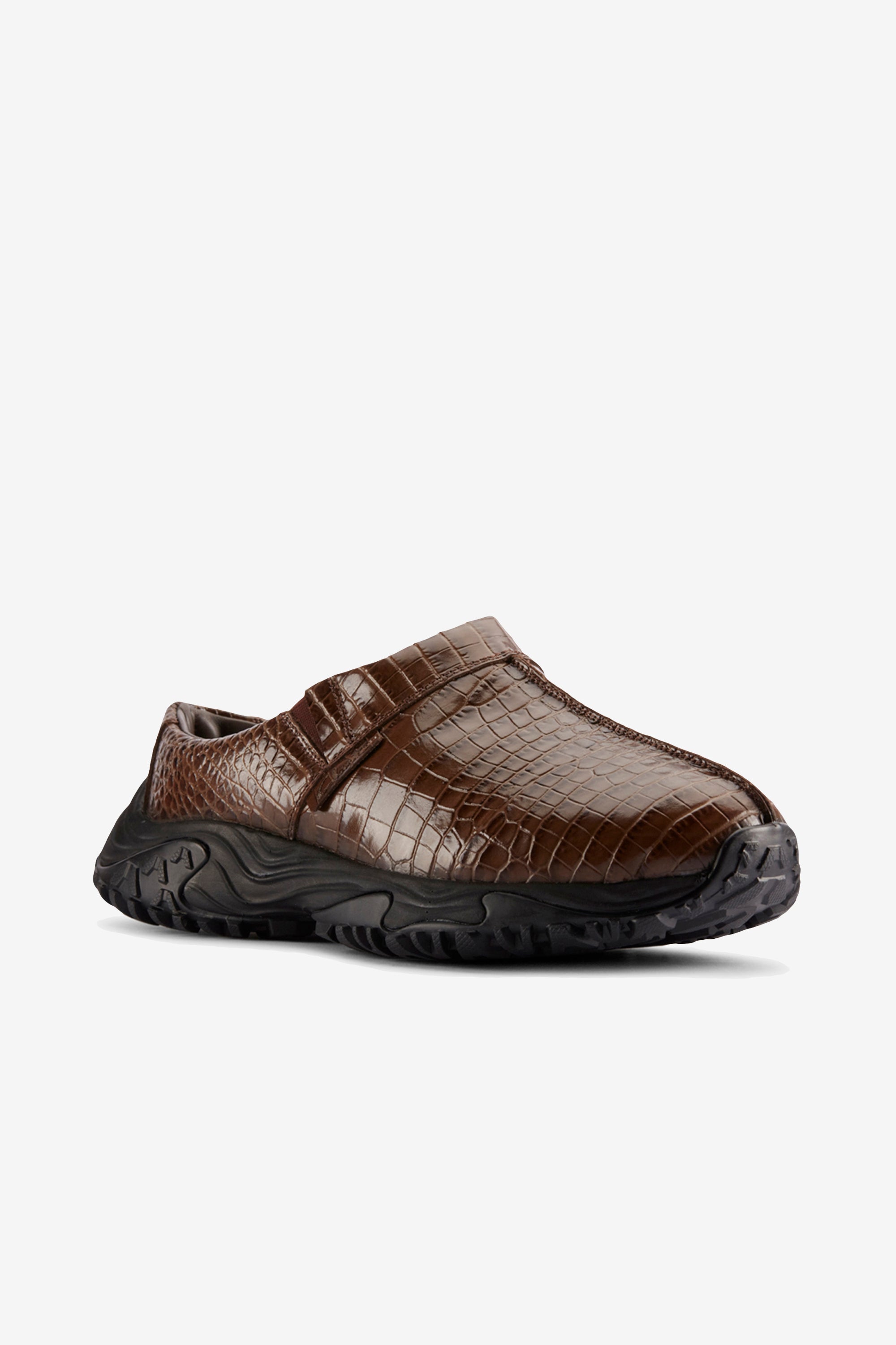 Cur Clog 1 M Brown Croc Lea