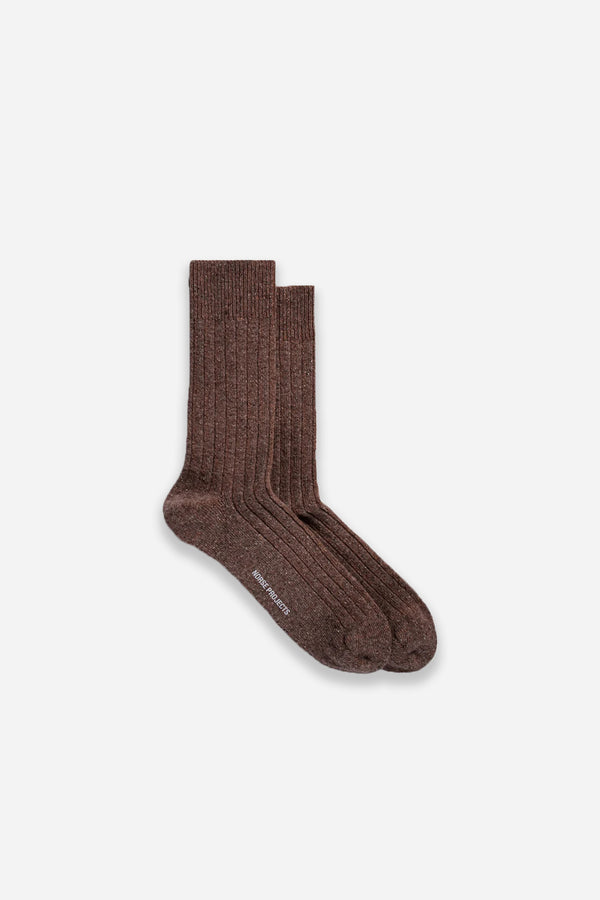 Bjarki Neps Wool Rib Sock Espresso