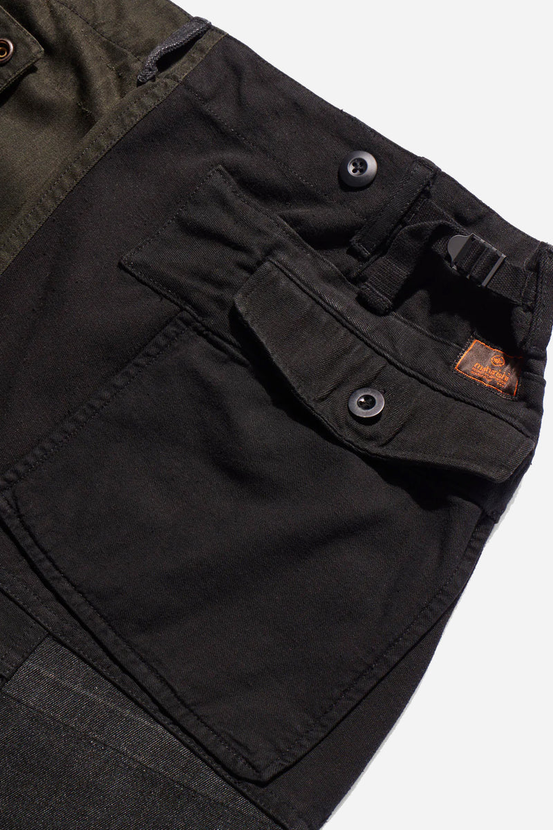 Upcycled Military Loose Cargo Pants Black