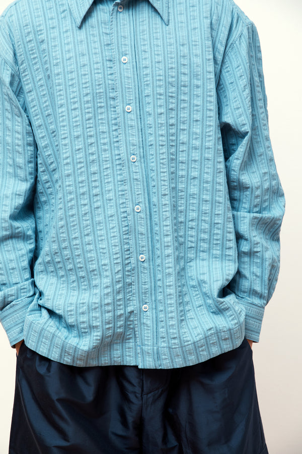 Textured Stripe Players Shirt Blue