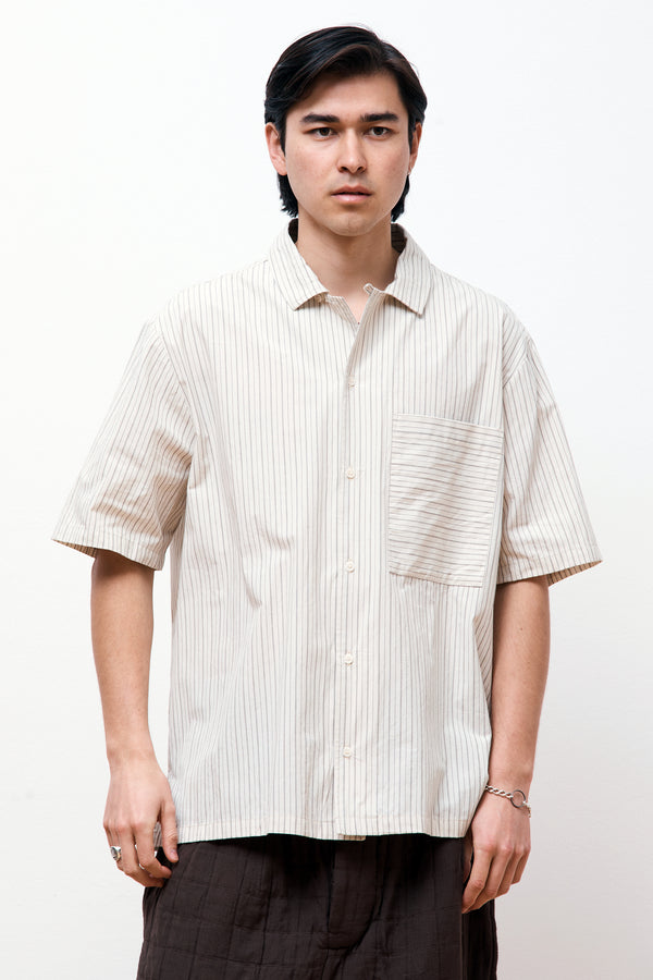 August Shirt Ecru/Brown Stripe