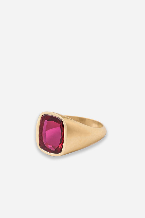 70's Buff Top Signet Ring Ruby