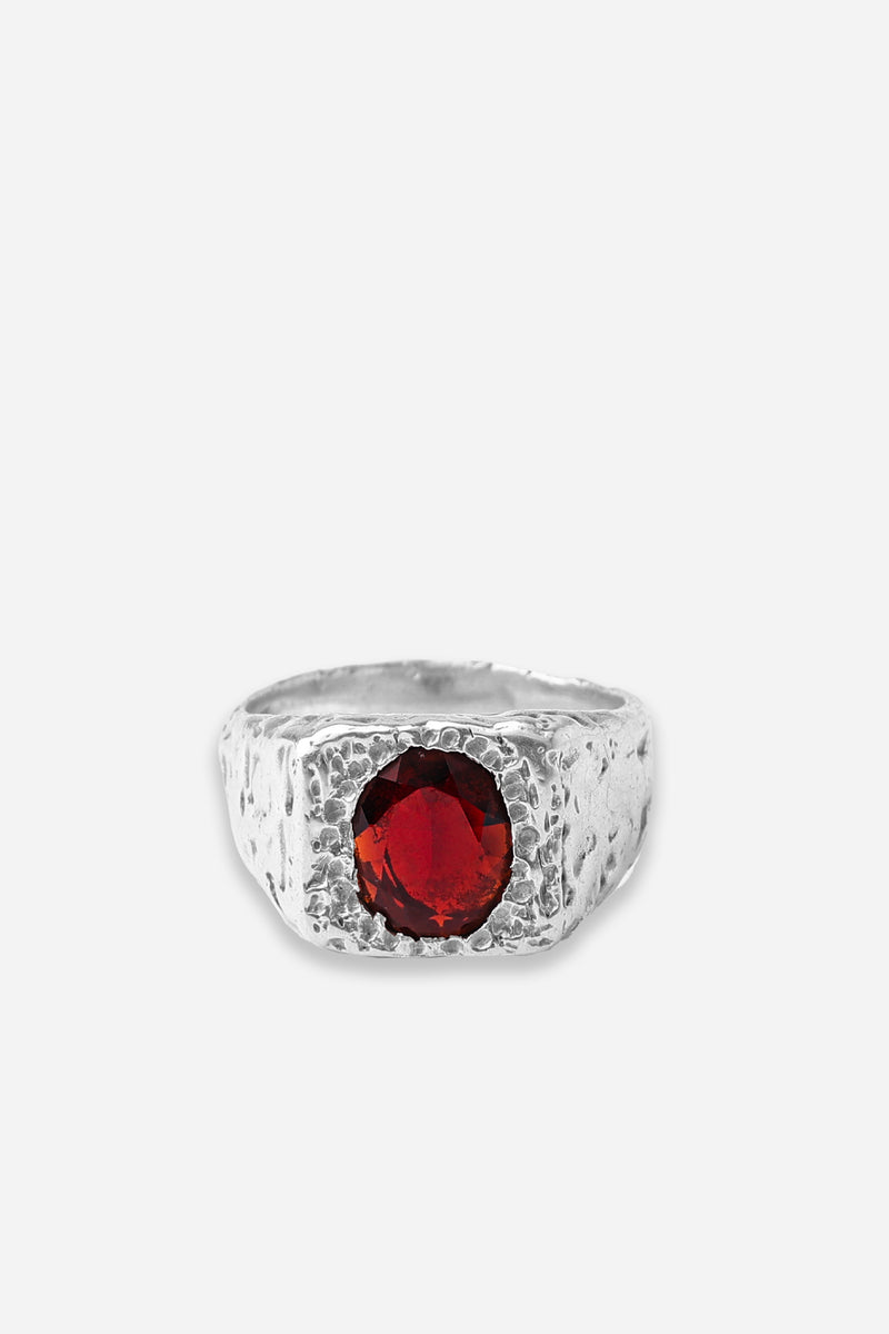 Textured Signet Ring Red